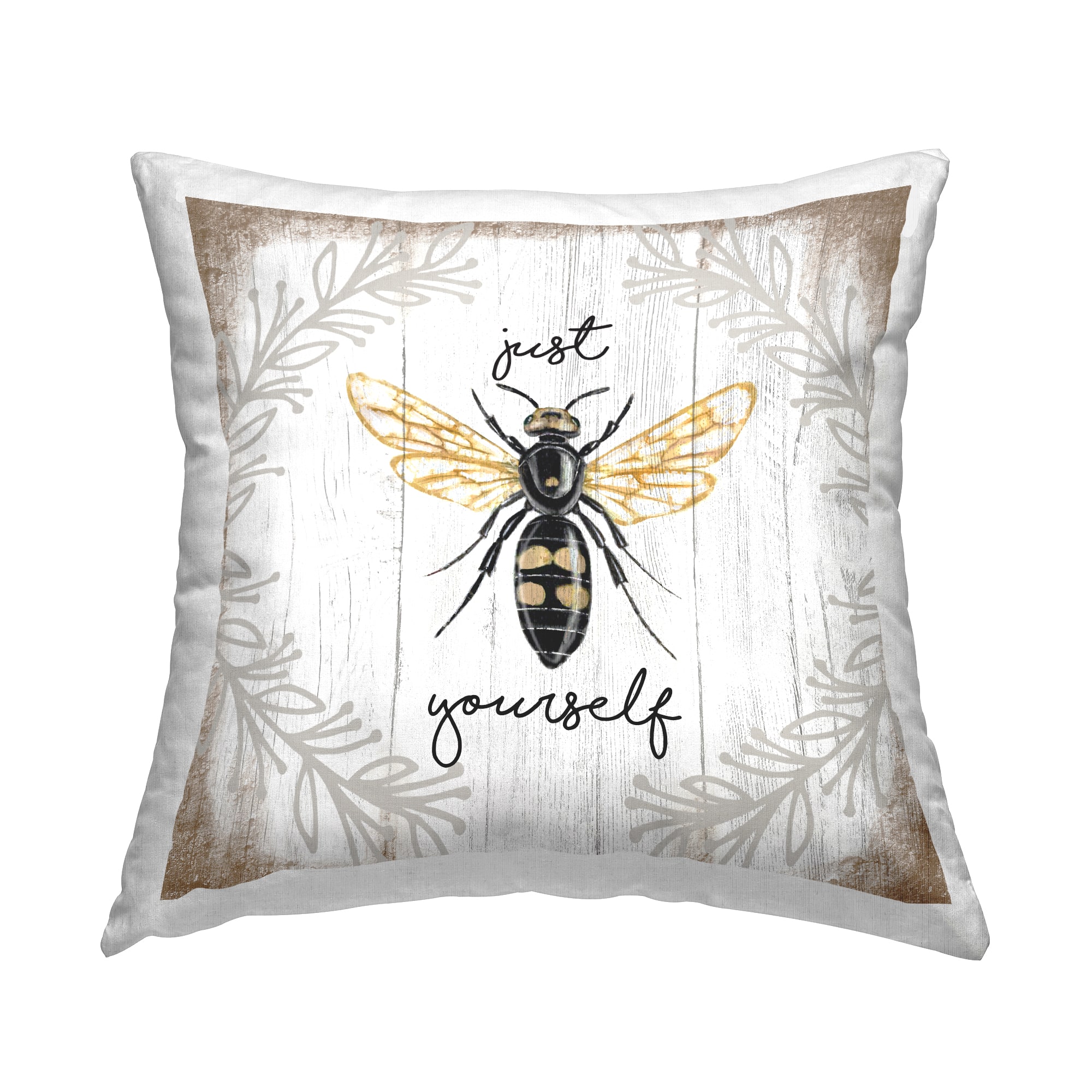 Stupell Industries Just Be Yourself Sentiment Country Charm Bee Throw Pillow 18" x 18"