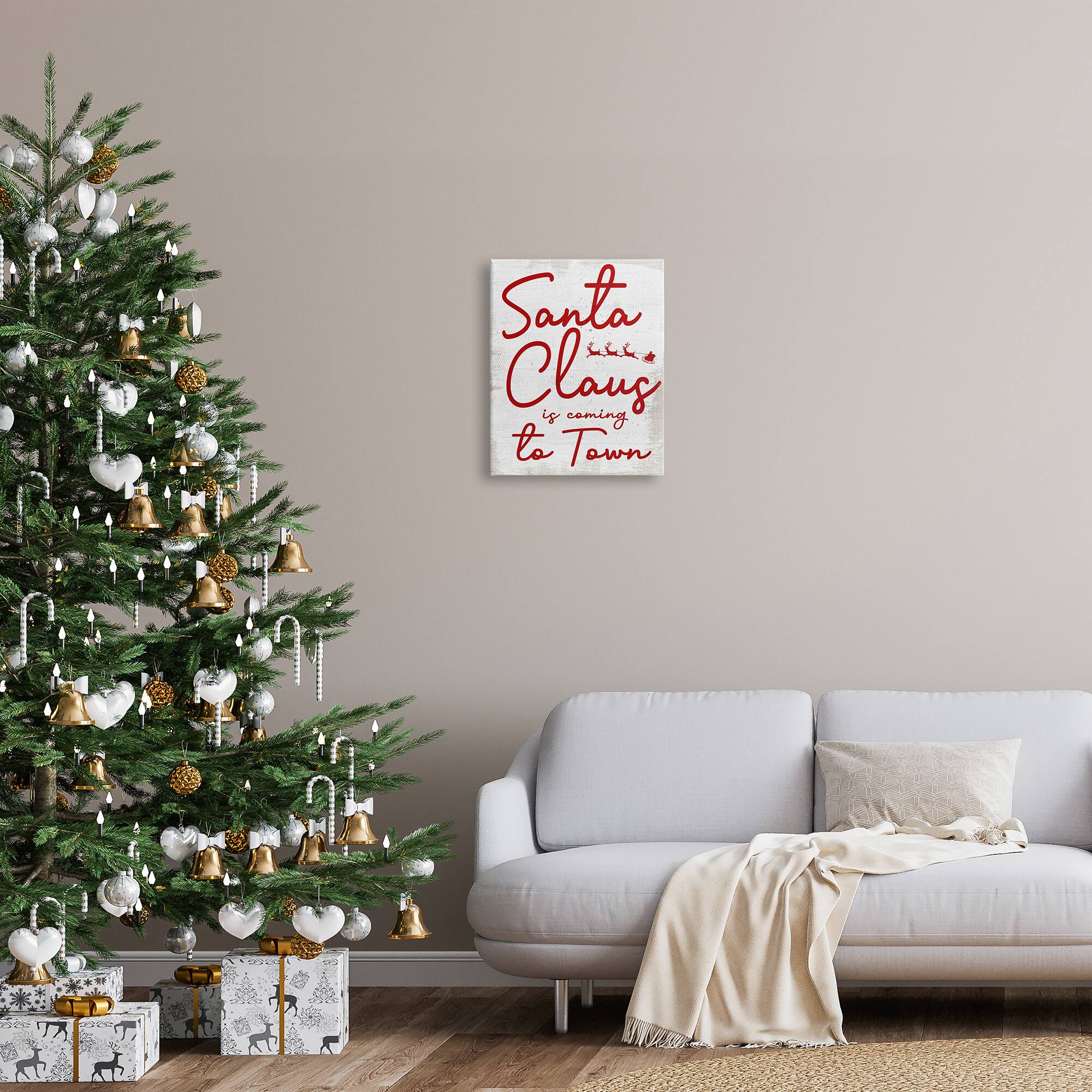 Stupell Industries Santa Claus Coming to Town Phrase Canvas Wall Art