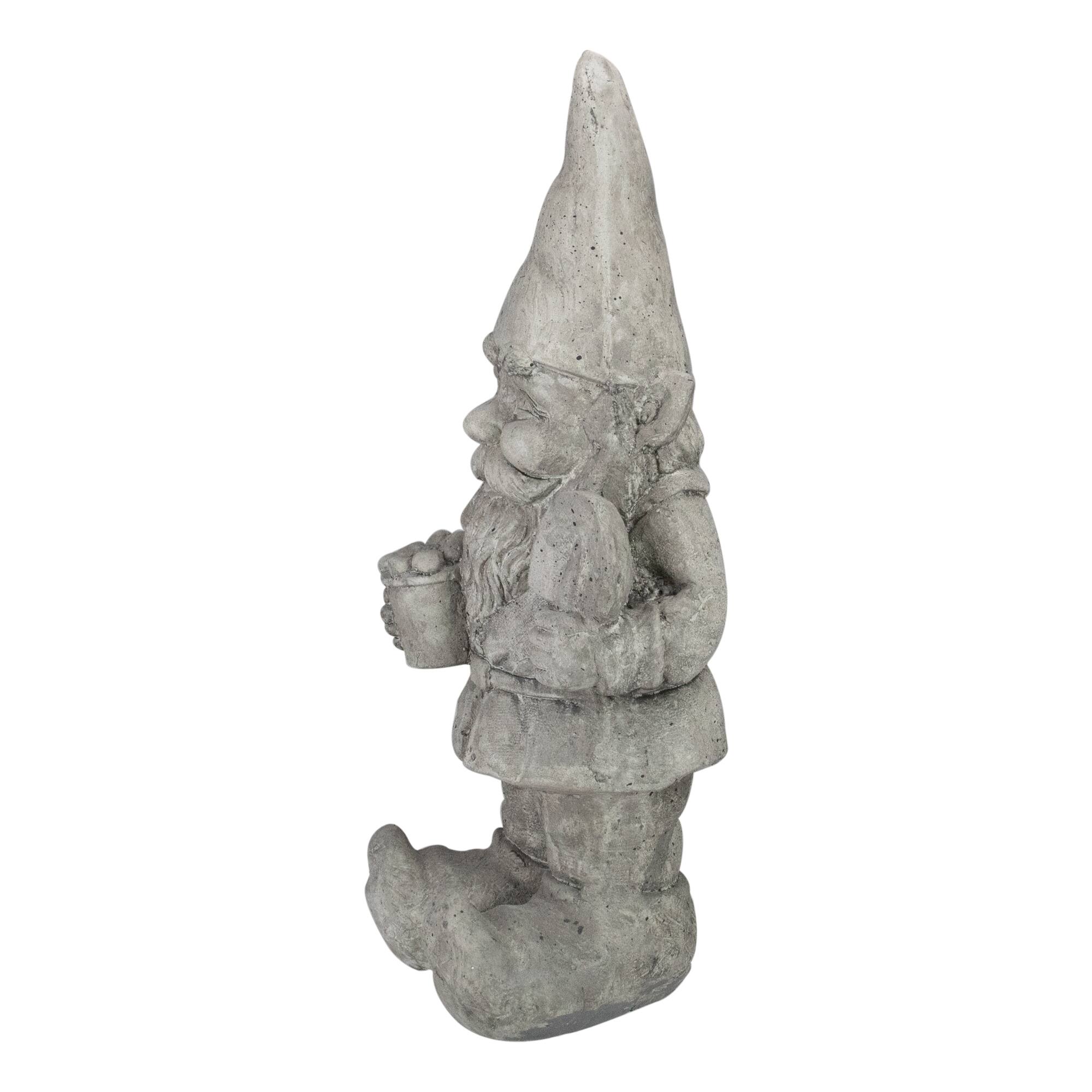 18.5&#x22; Gray Gardener Gnome Outside Statue