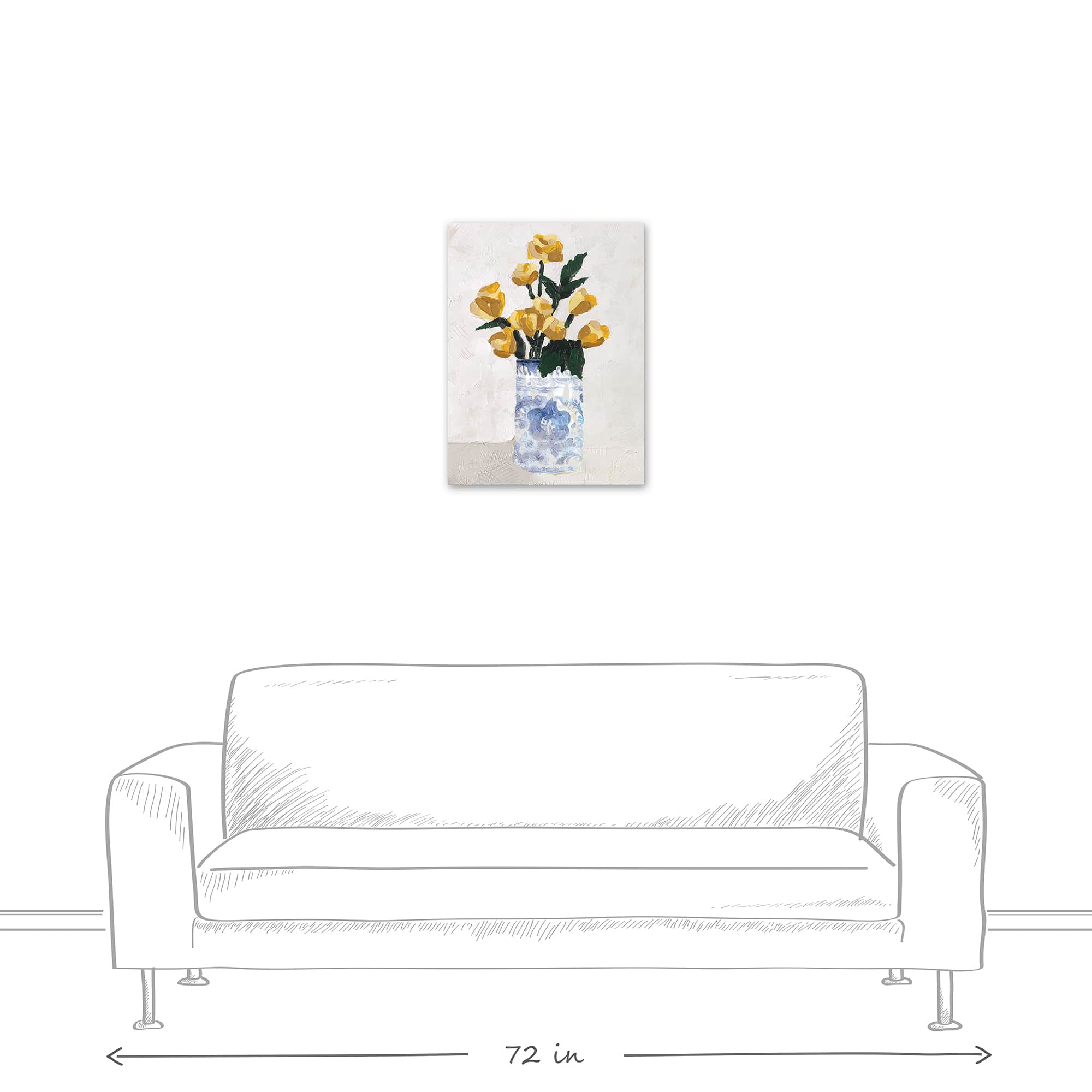 Yellow Florals in Blue Vase Canvas Wall Art