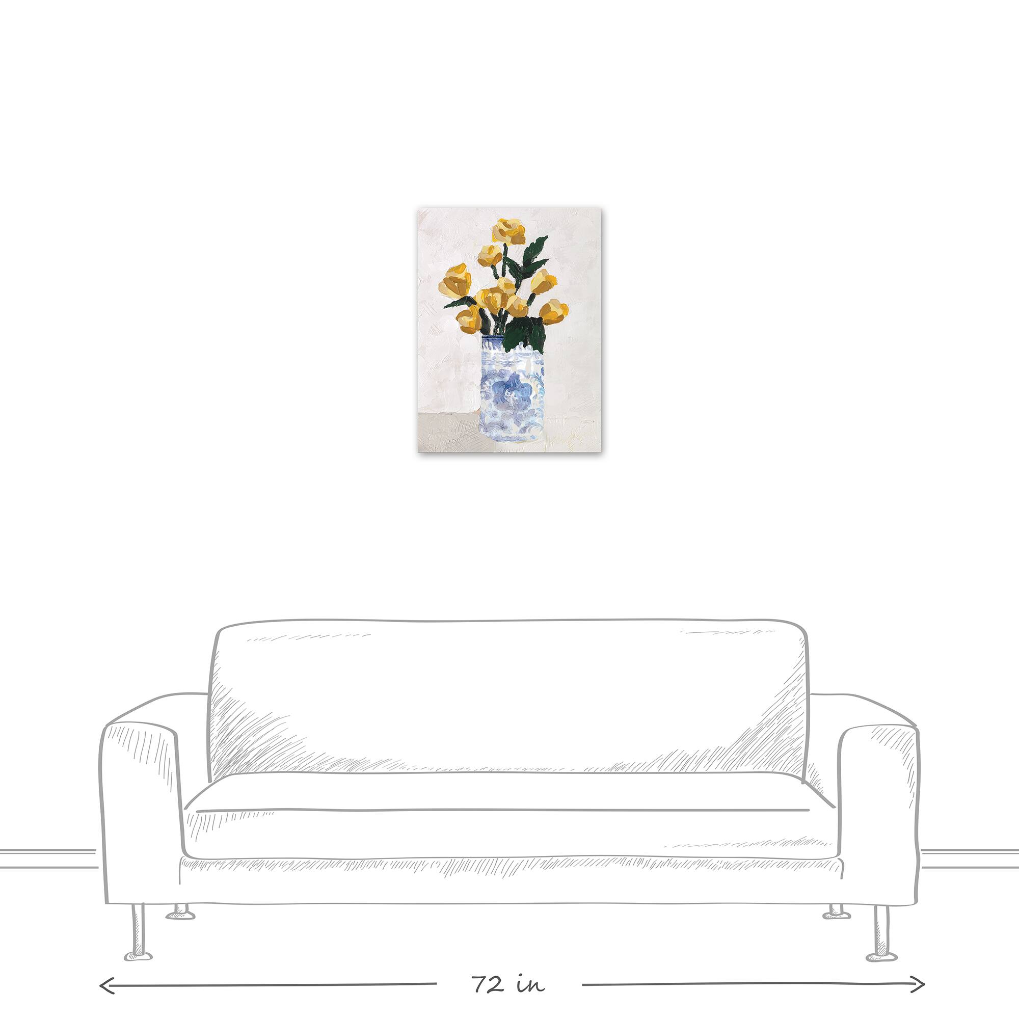 Yellow Florals in Blue Vase Canvas Wall Art