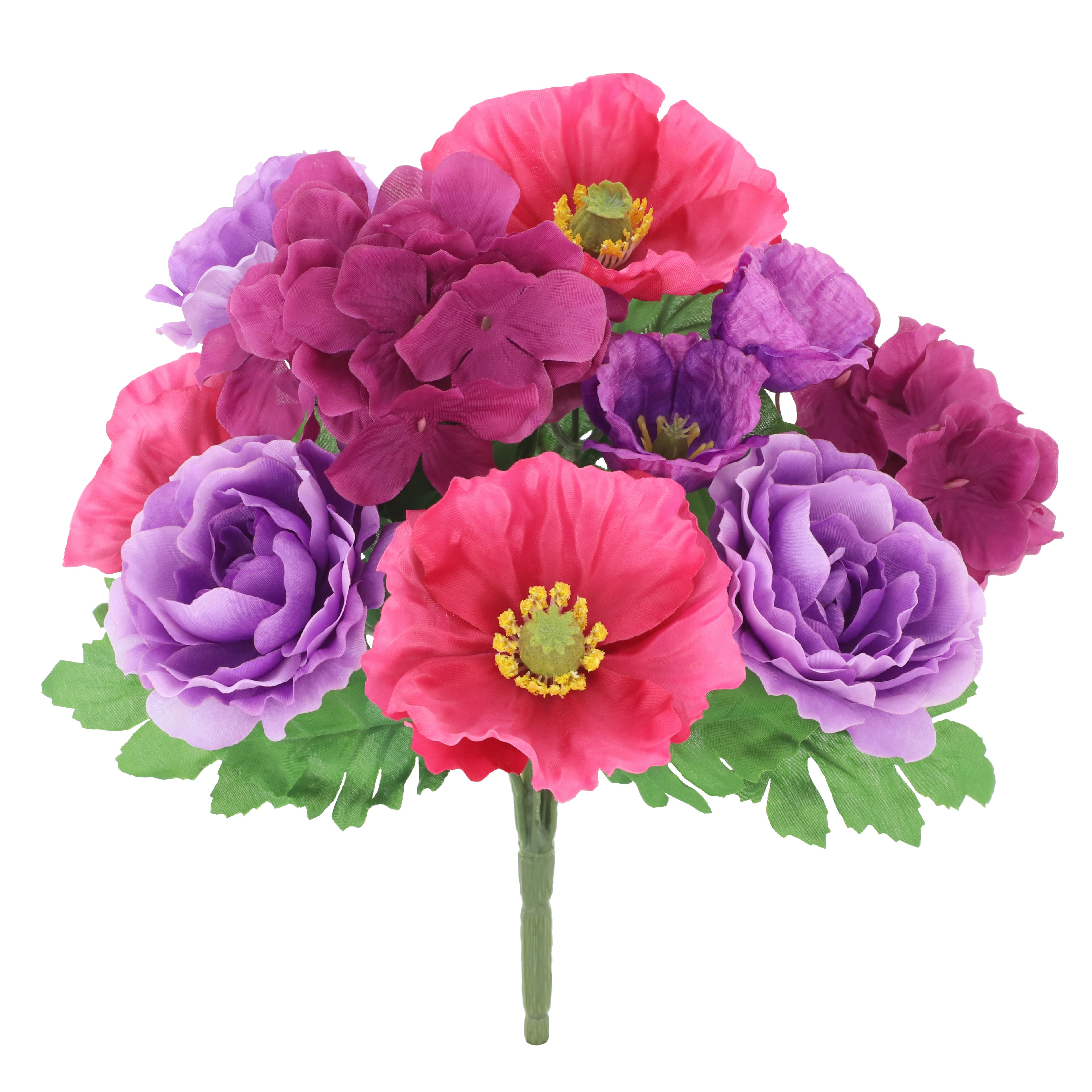 13&#x22; Purple &#x26; Red Poppy &#x26; Ranunculus Bush by Ashland&#xAE;