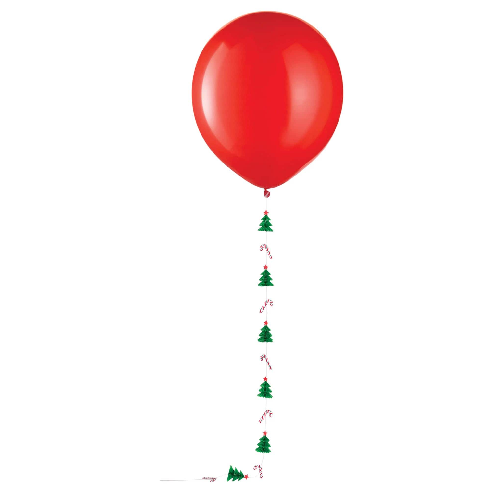 Christmas Tree &#x26; Candy Cane Balloon Tail with 24&#x22; Red Balloon