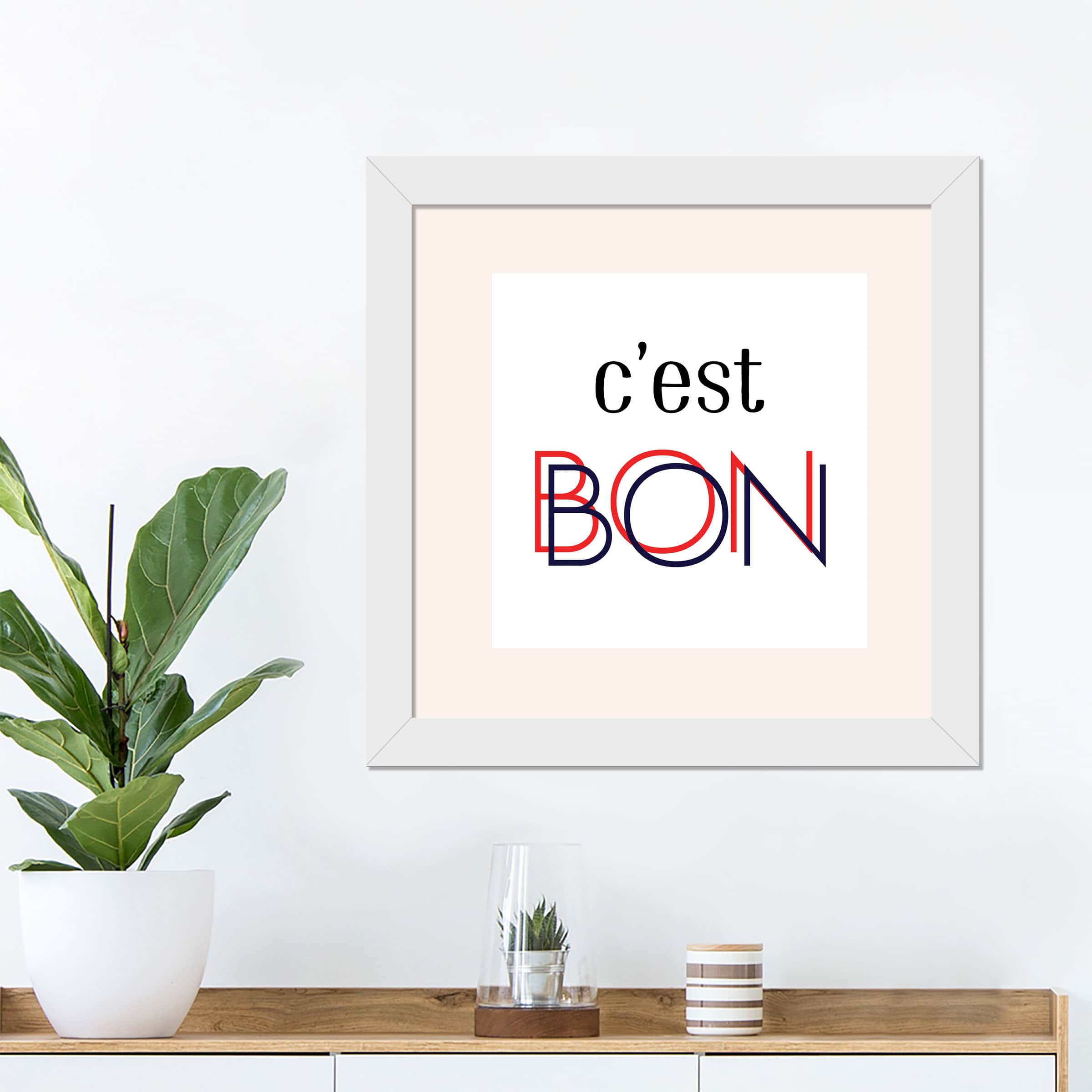 C'est Bon Wall Print in White Frame