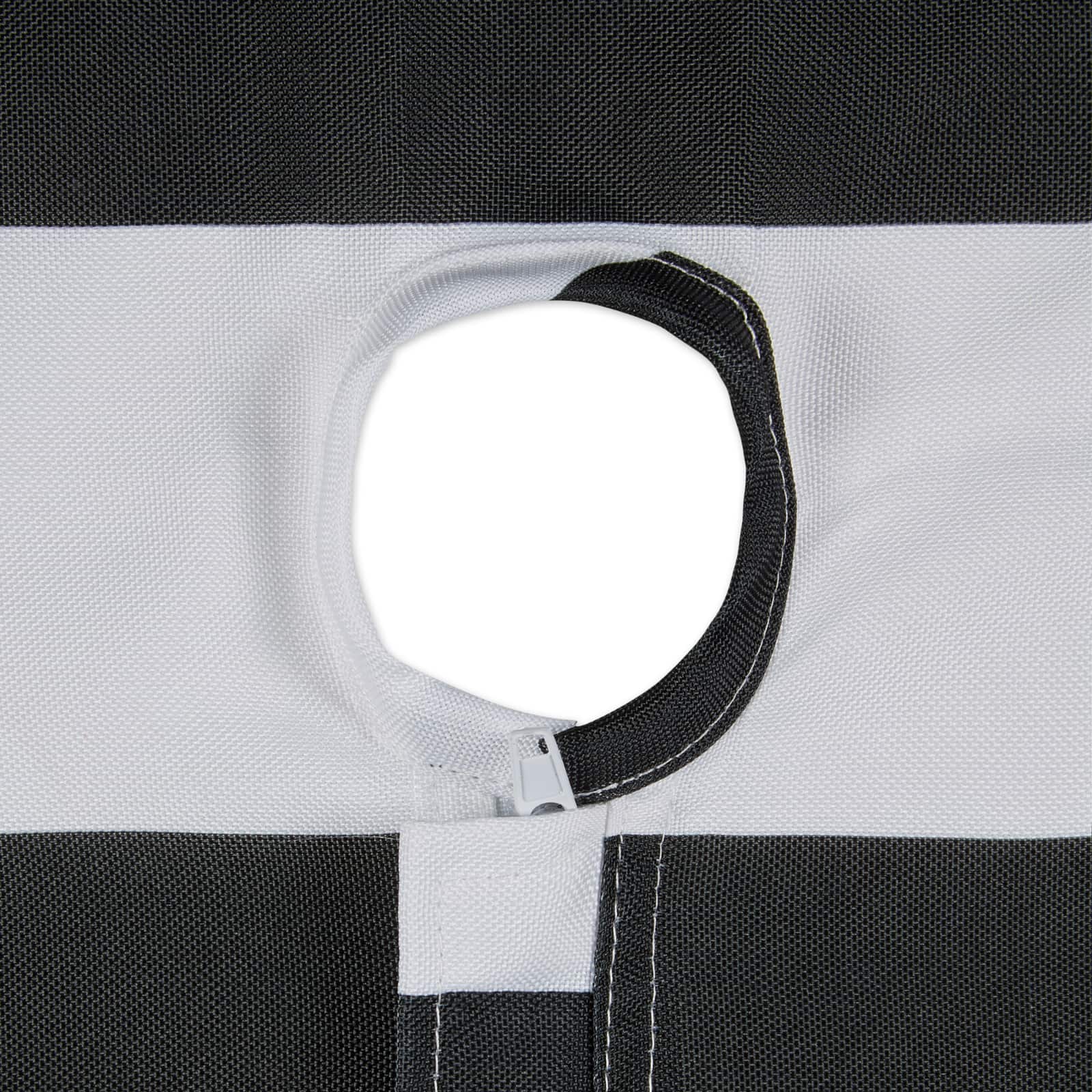 Black Cabana Stripe Print Outdoor Tablecloth with Zipper