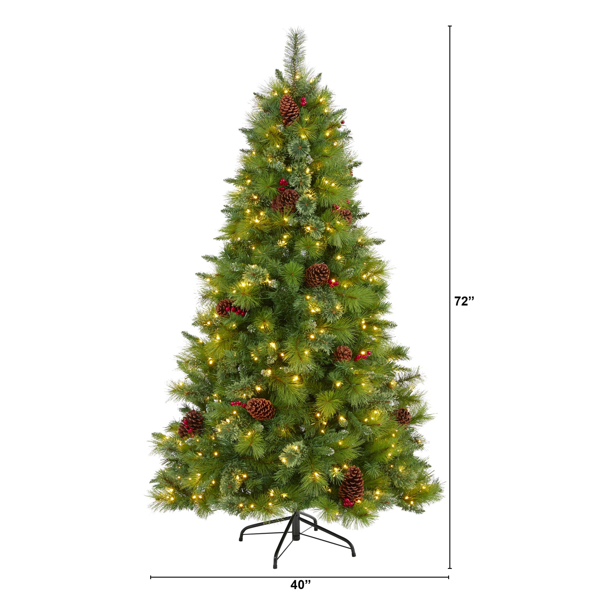 6ft. Pre-Lit Montana Mixed Pine, Pinecones &#x26; Berries Artificial Christmas Tree with Clear LED Lights