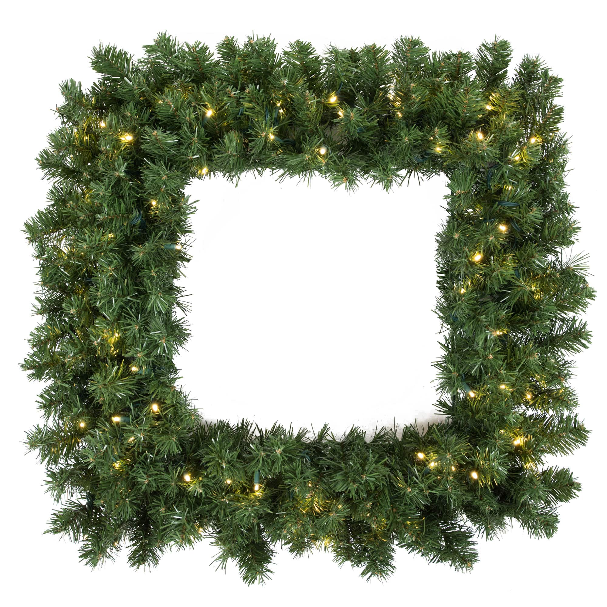 30" Clear Dura-Lit® Square Grand Teton Pine Wreath