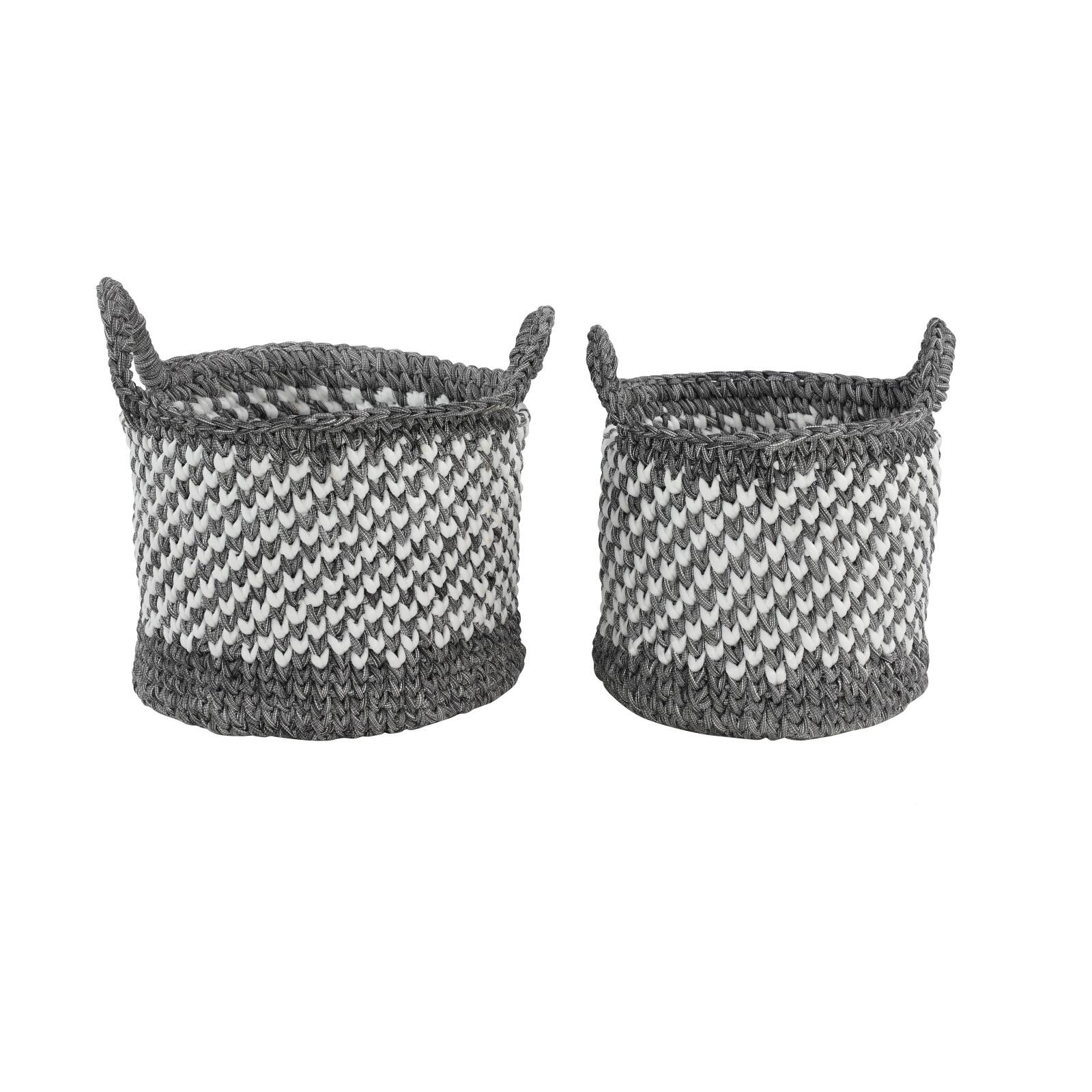 Gray Polyester Eclectic Storage Basket Set