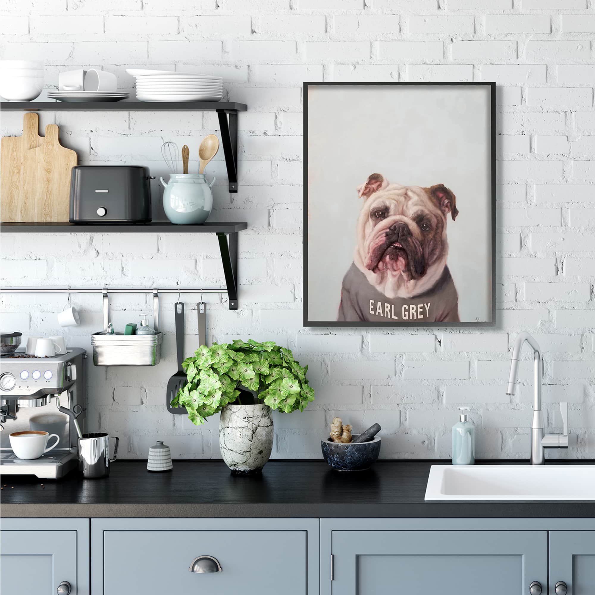 Stupell Industries Earl Grey English Bulldog Black Framed Wall Art