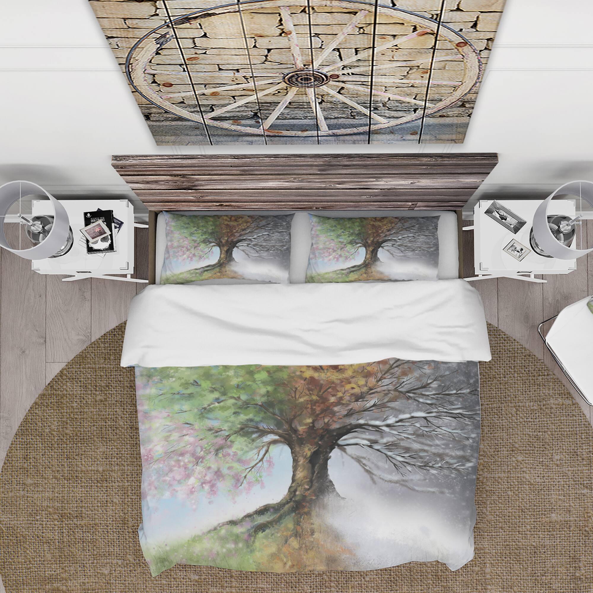 Designart &#x27;Tree with Four Seasons&#x27; Traditional Bedding Set - Duvet Cover &#x26; Shams