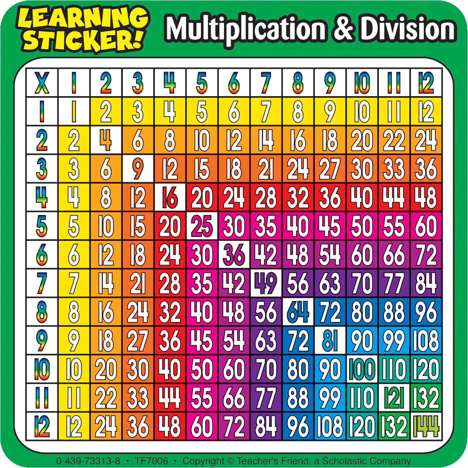 Scholastic Multiplication &#x26; Division Learning Stickers, 6 Packs of 20