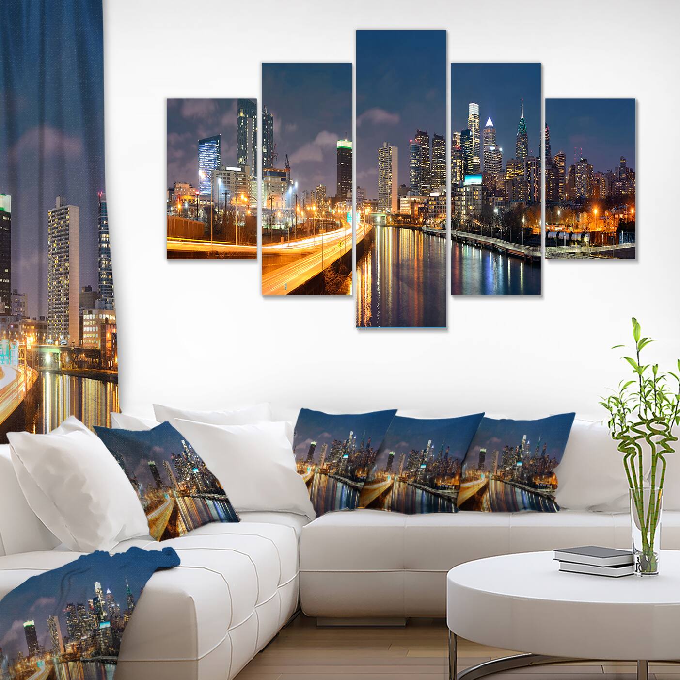 Designart - Philadelphia Skyline at Night - Cityscape Canvas Print