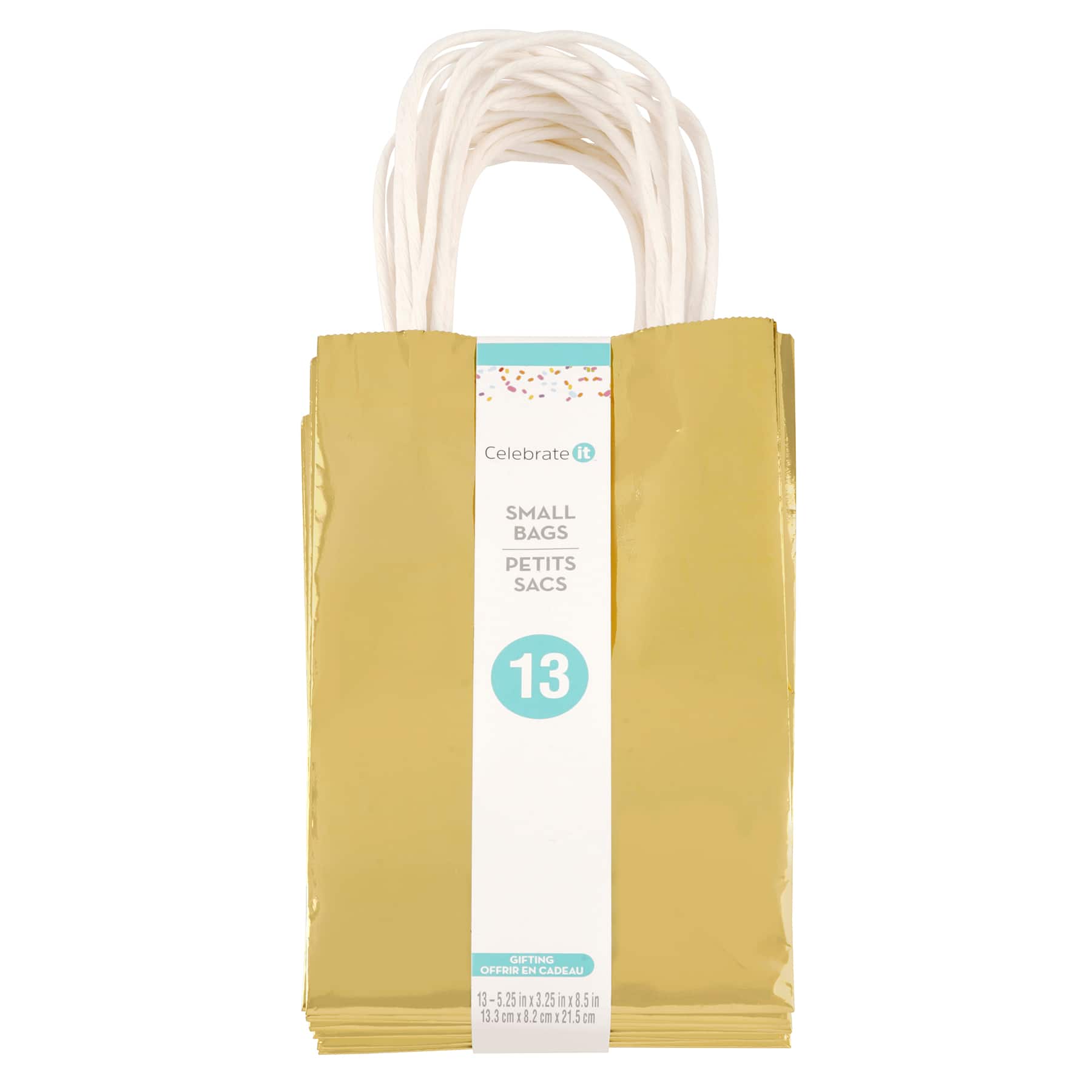 6 Packs: 13 ct. (78 total) Small Gold Gift Bag Value Pack by Celebrate It&#x2122;