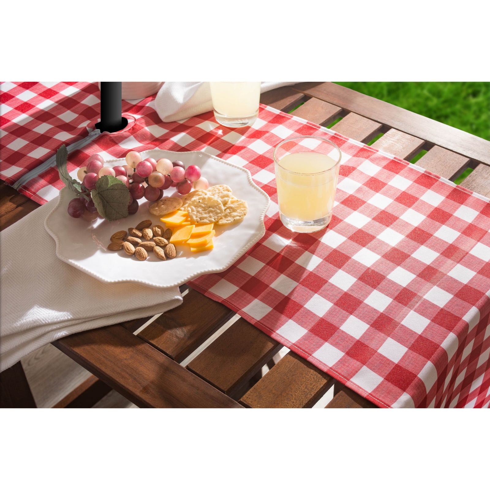 Red Check Outdoor Table Runner With Zipper 14" x 72"