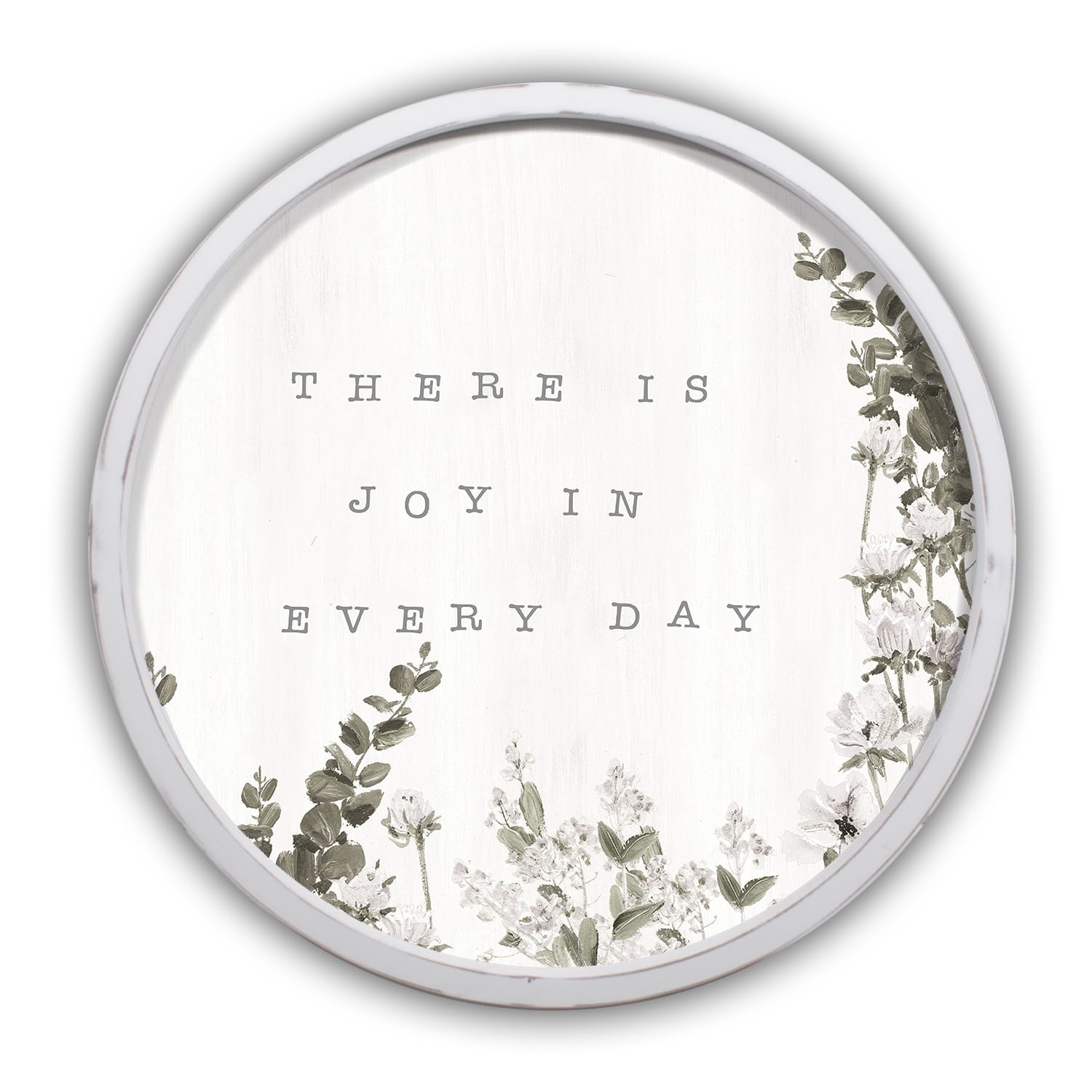 There is Joy in Every Day Round White Framed Print