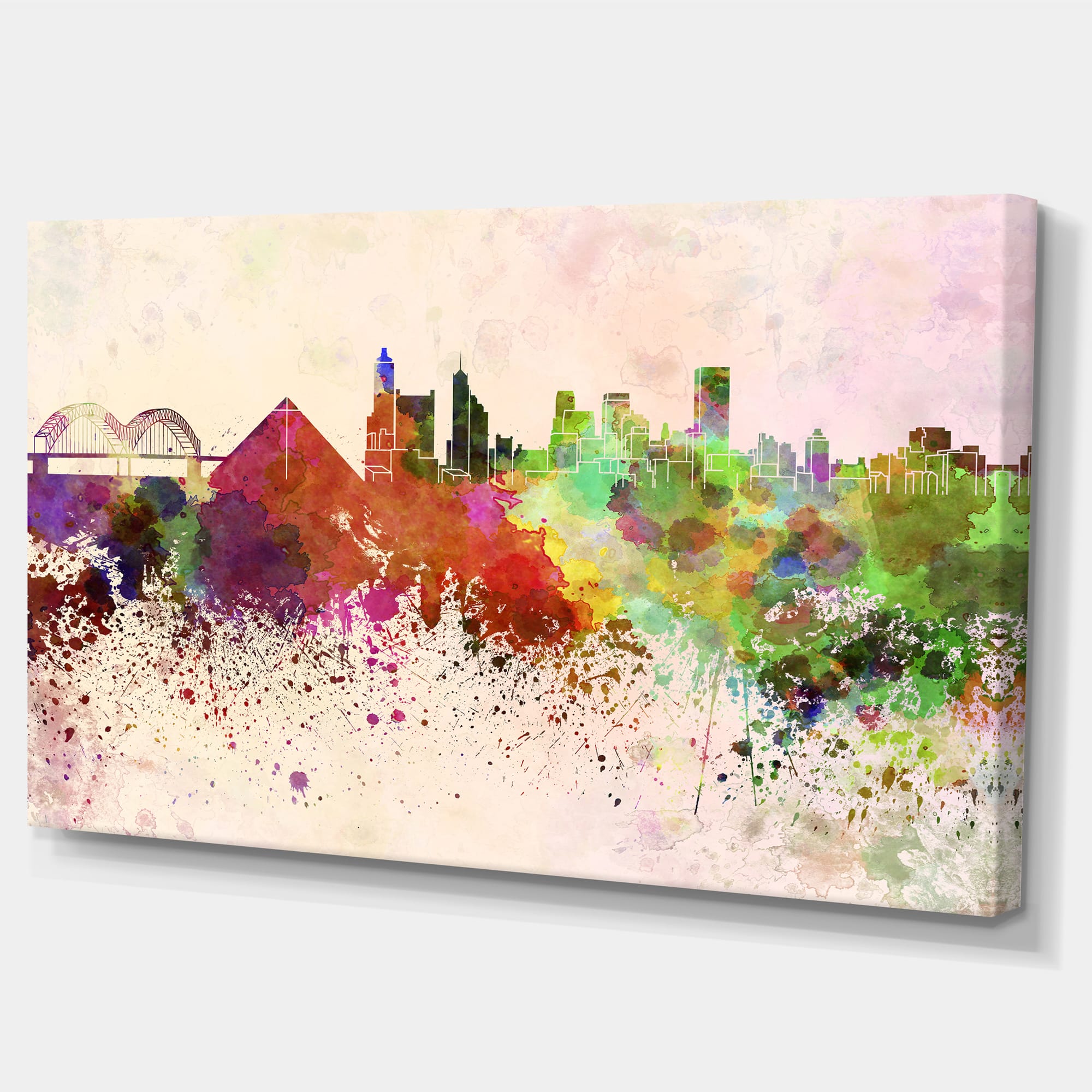 Designart - Memphis Skyline - Cityscape Canvas Artwork Print
