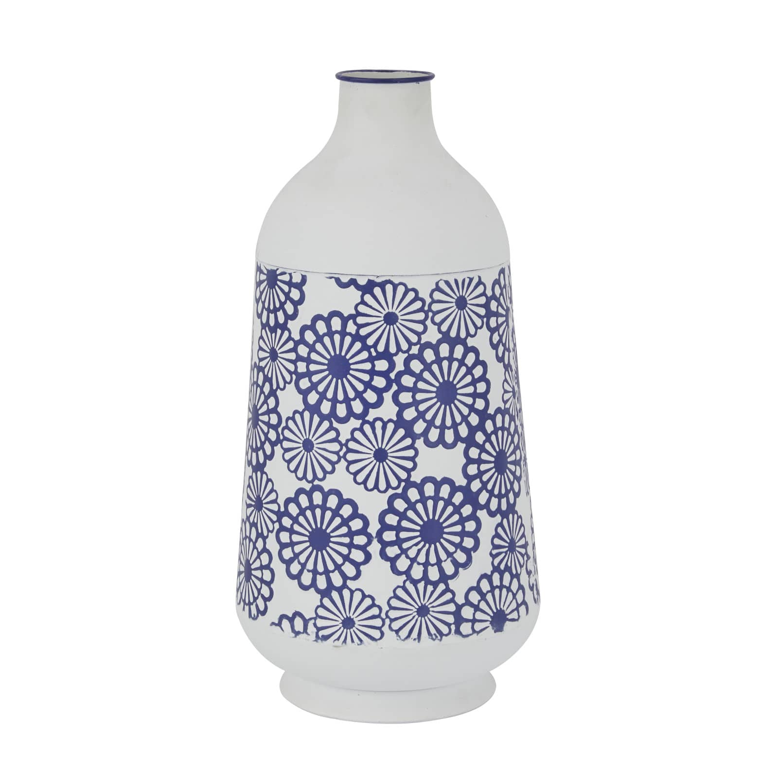 White Iron French Country Vase, 16&#x22; x 8&#x22; x 8&#x22;