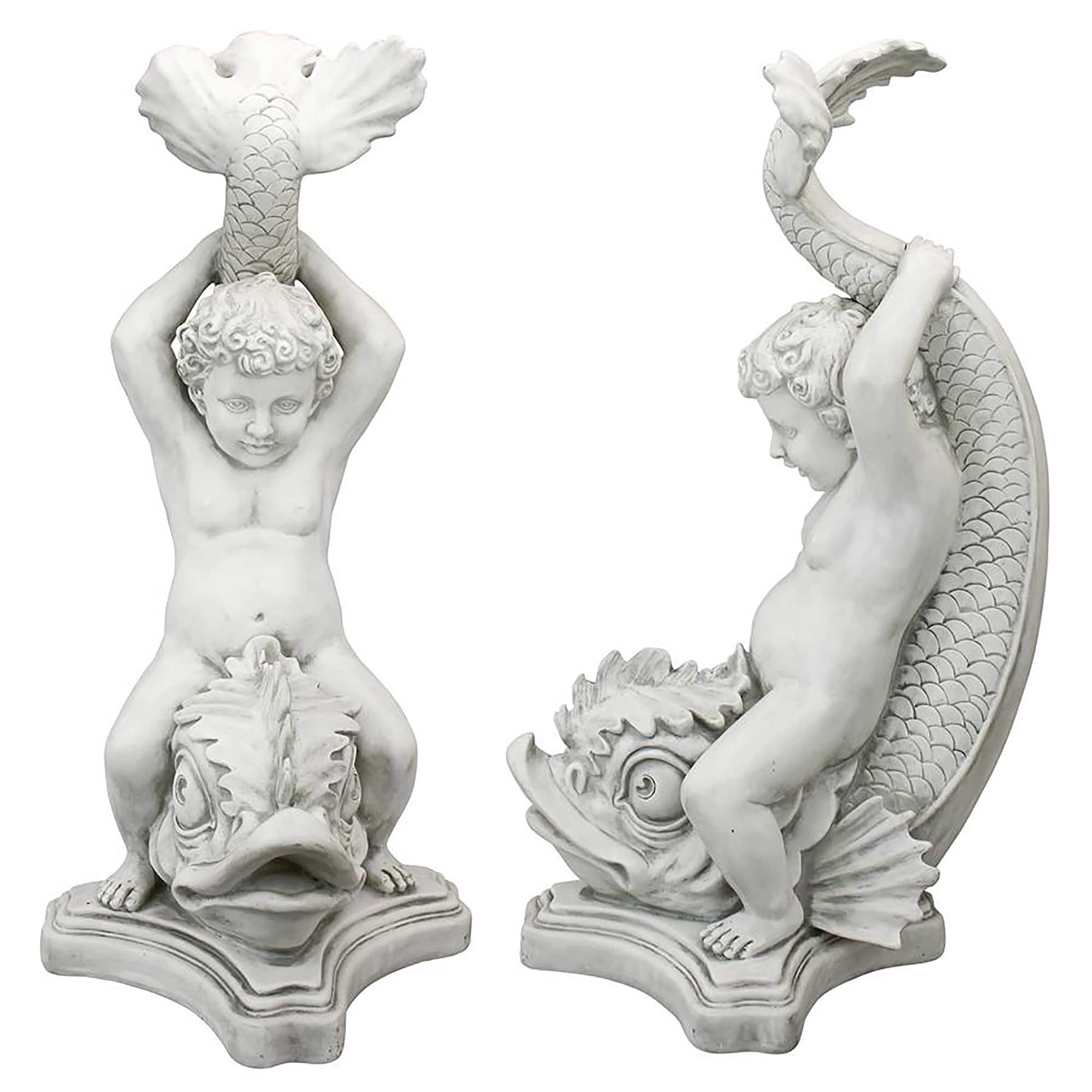 Design Toscano&#xAE; 2.5ft. Boy on Dolphin Classical Garden Statue, 2ct.