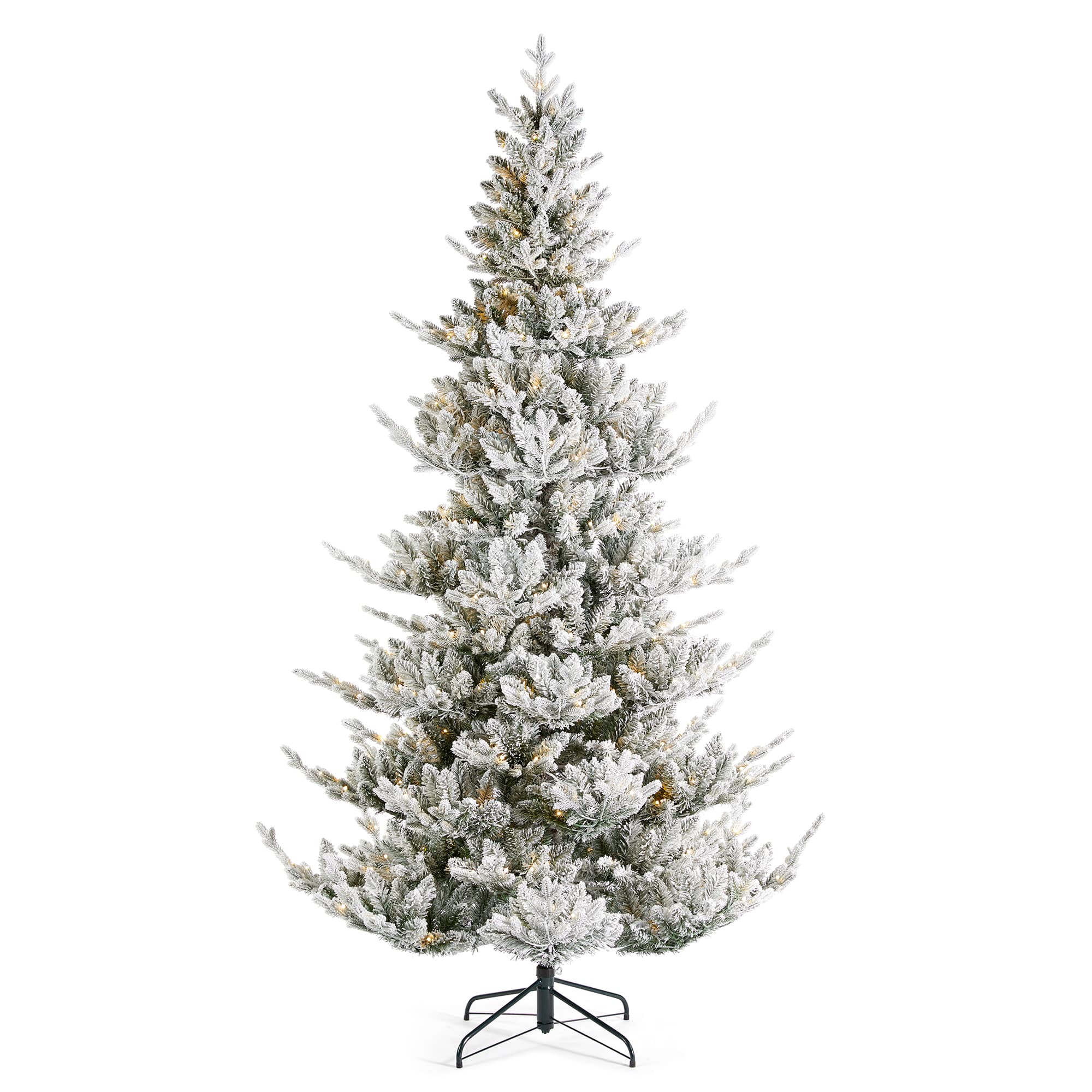 Glitzhome&#xAE; 7.5ft Pre-Lit Flocked Upward Slim Fir Artificial Christmas Tree, Warm White LED Lights