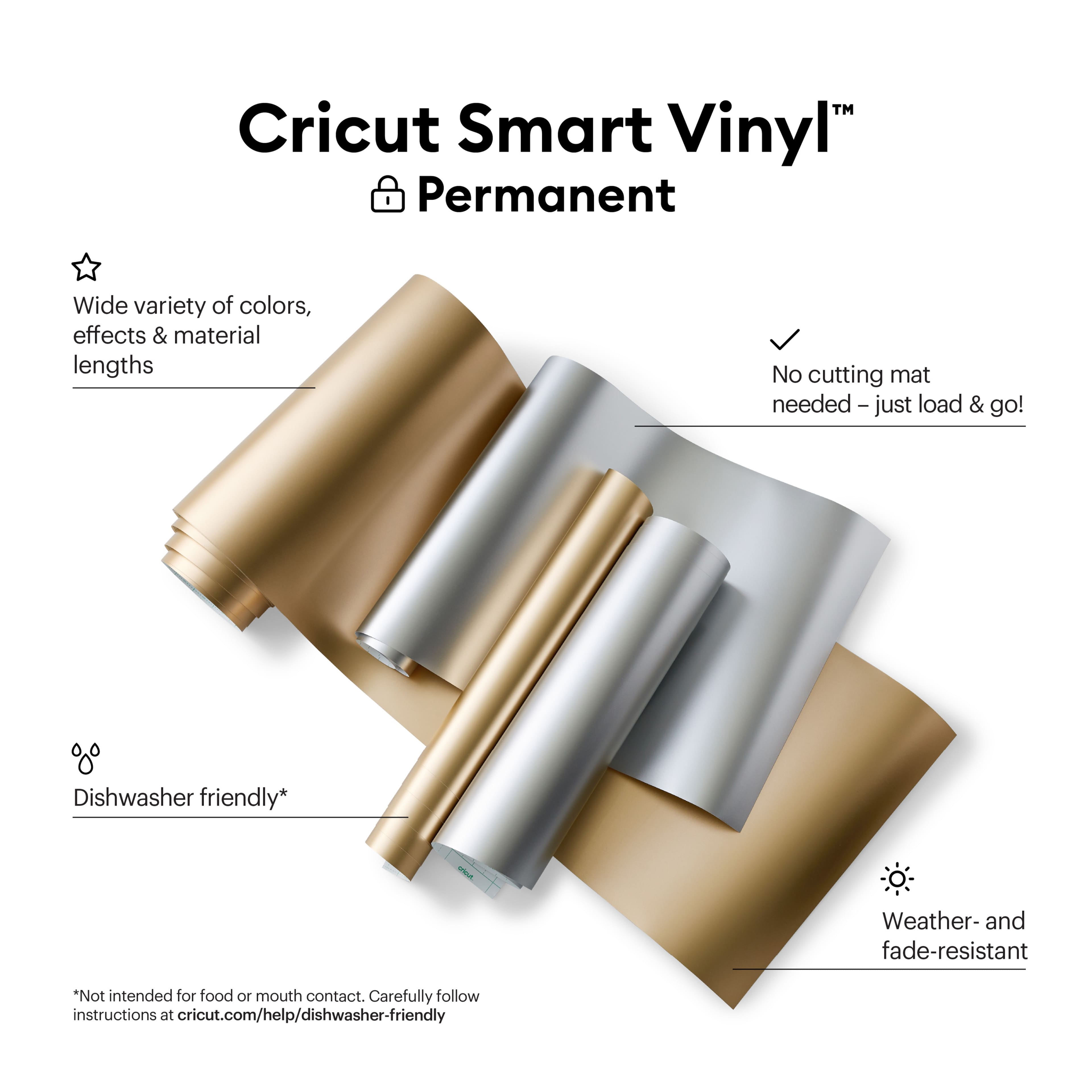 Vinyle thermocollant permanent smart vinyl de cricut, mat m&#xE9;tallis&#xE9;