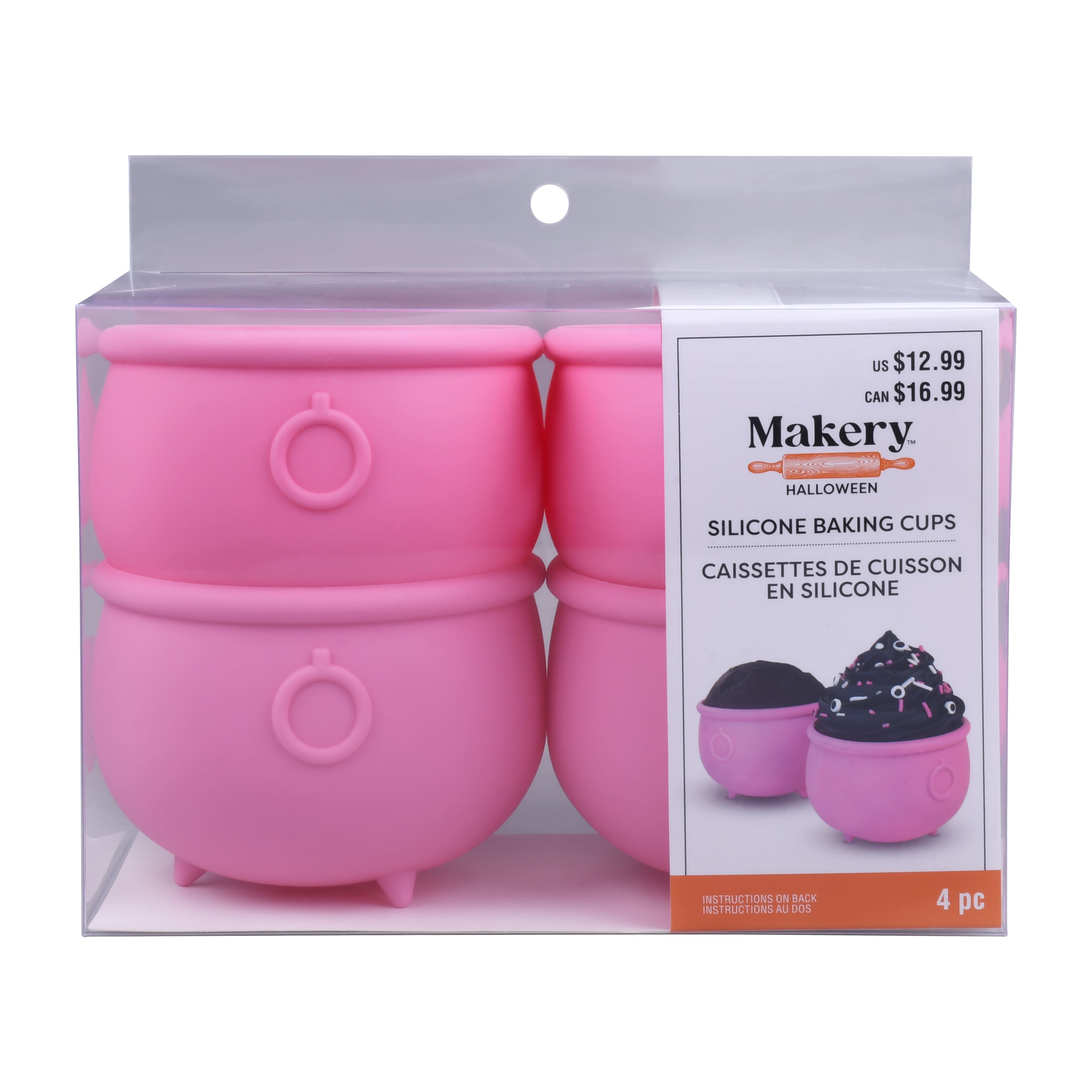 3.75&#x22; Pink Cauldron Silicone Baking Cups, 4ct. by Makery&#x2122;