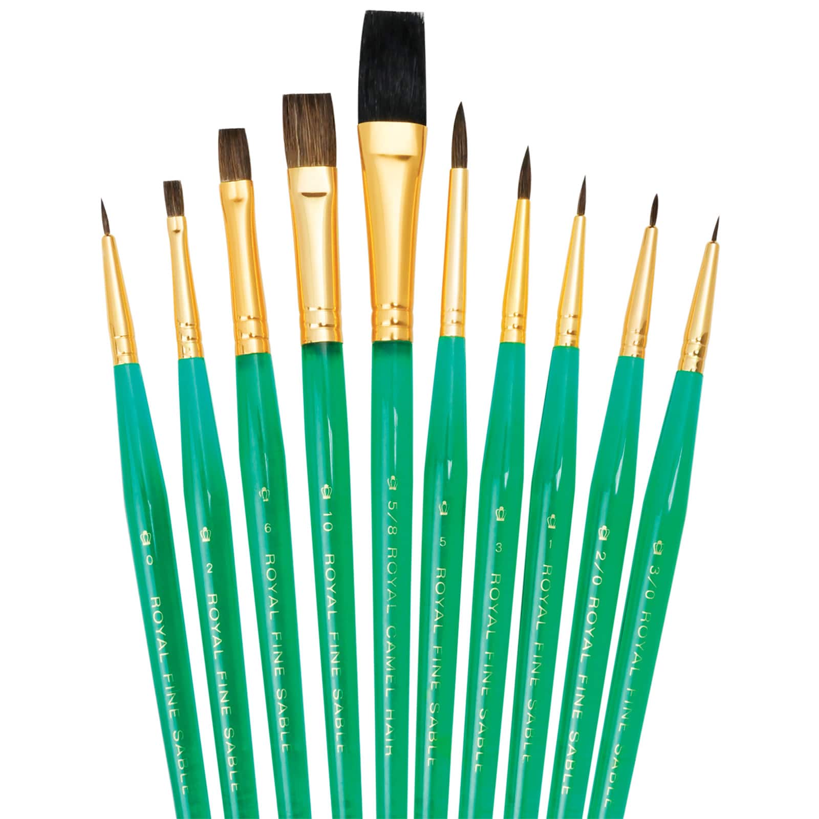 Royal & Langnickel® Sable & Camel Ultra-Short Handle 10 Piece Brush Set