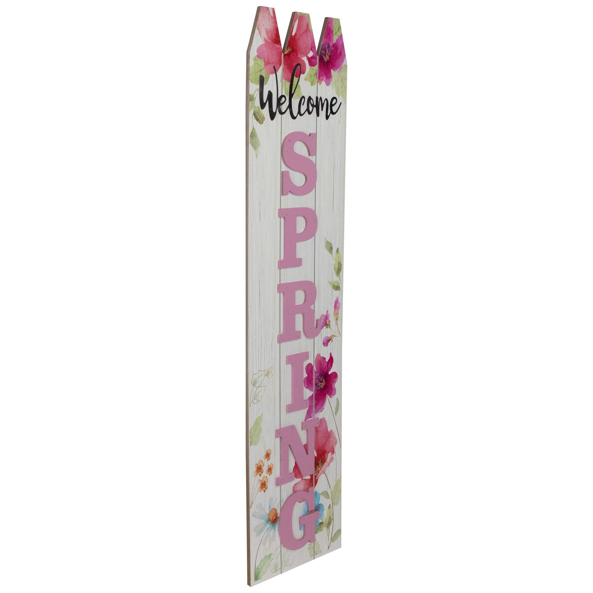 40" Welcome Spring Floral Outdoor Porch Board Sign Decoration
