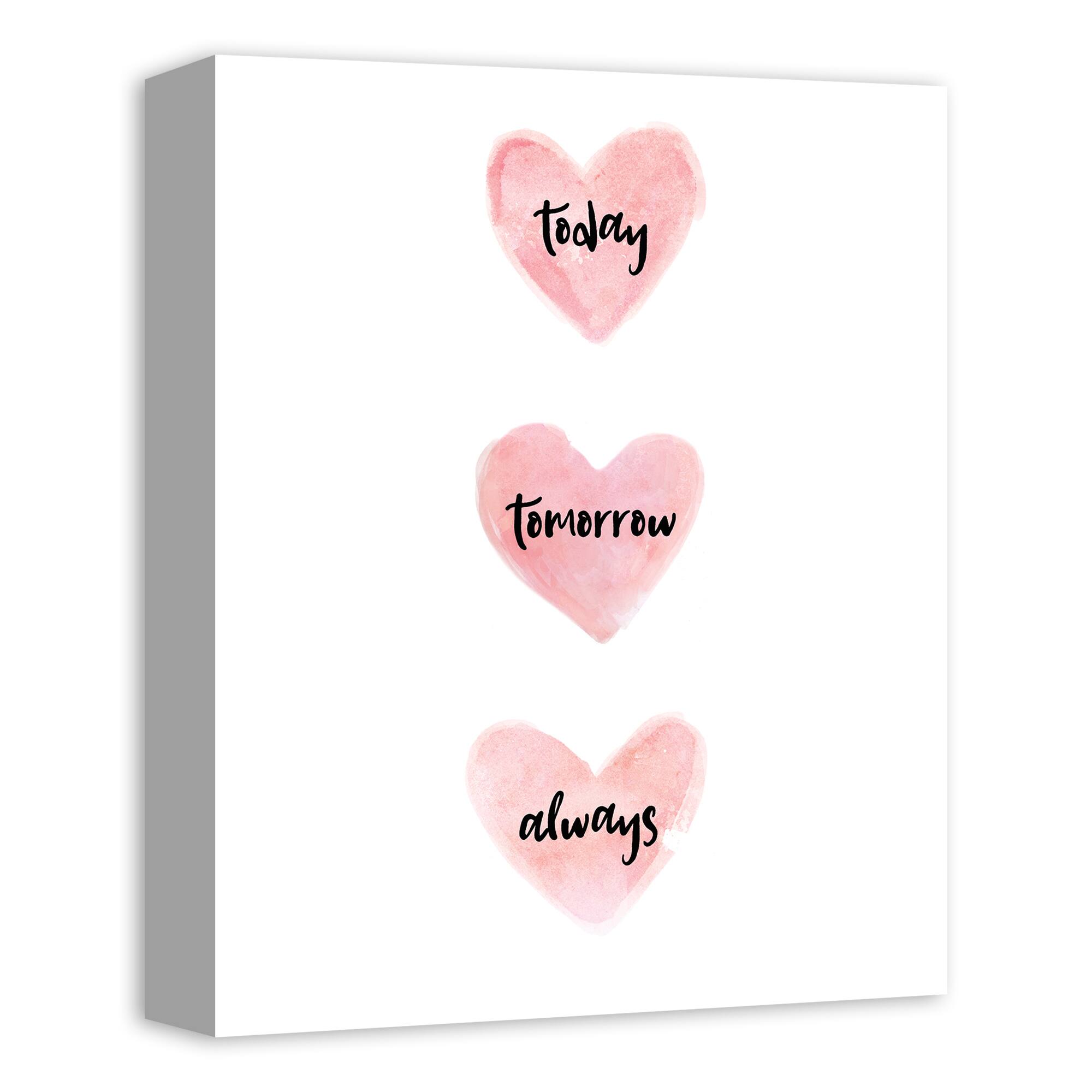 Today, Tomorrow, Always Hearts Canvas Wall Art