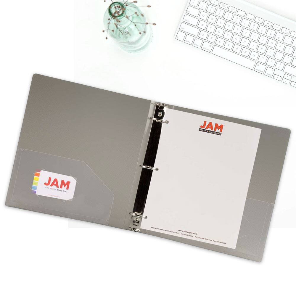 JAM Paper 1.5&#x22; Glass Twill Plastic 3-Ring Binder