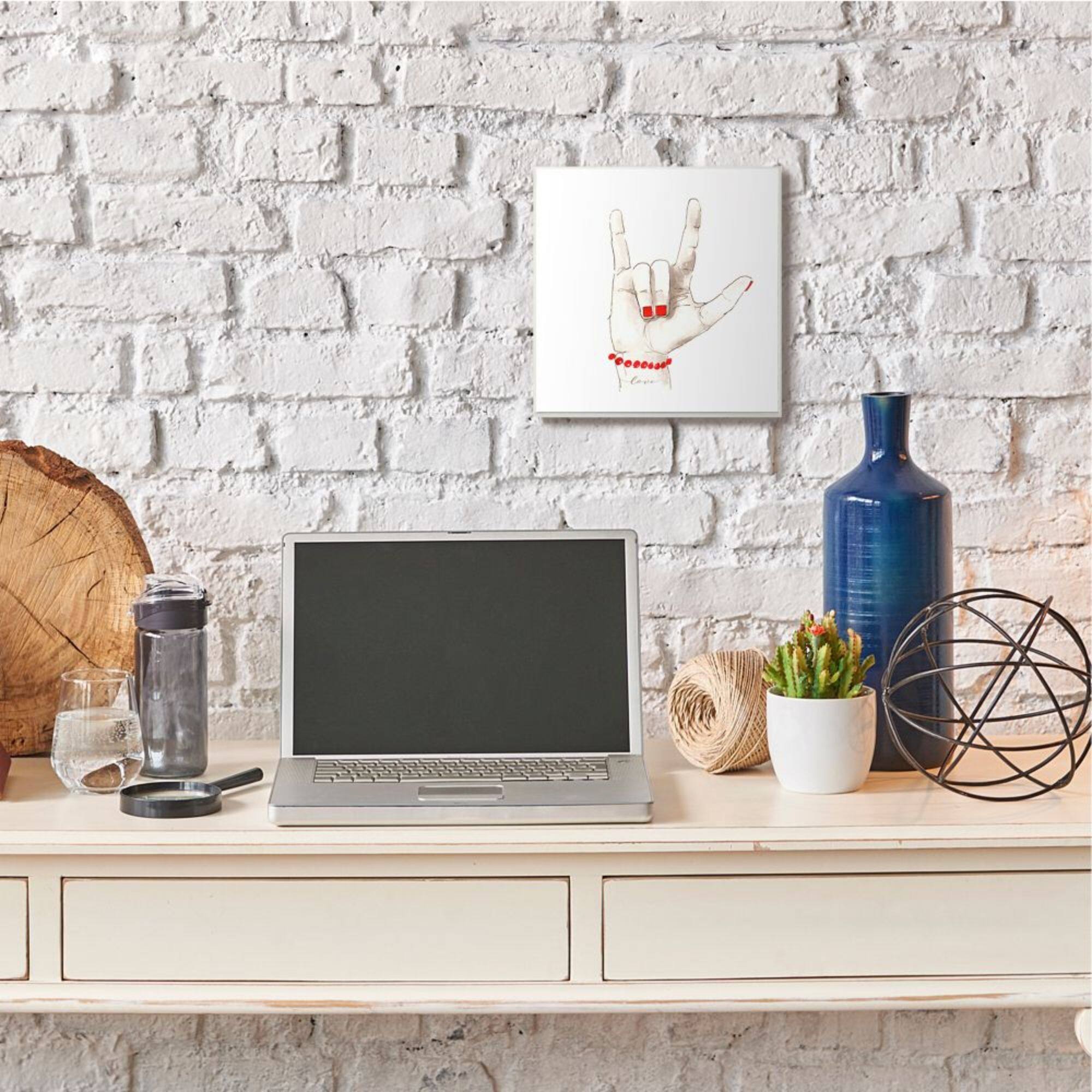 Stupell Industries I Love You Sign Language Gesture Red Accents Wood Wall Plaque