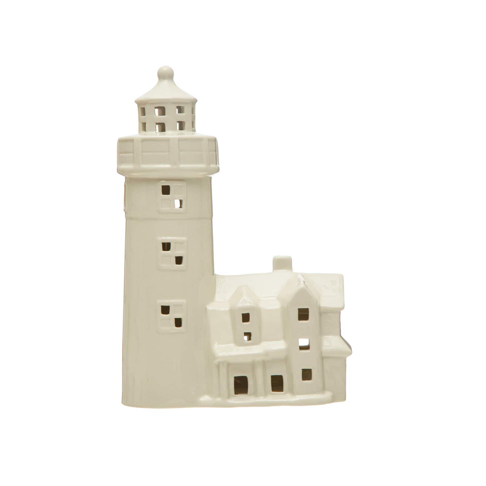 Hello Honey&#xAE; 10.5&#x22; White Stoneware Lighthouse with LED Light