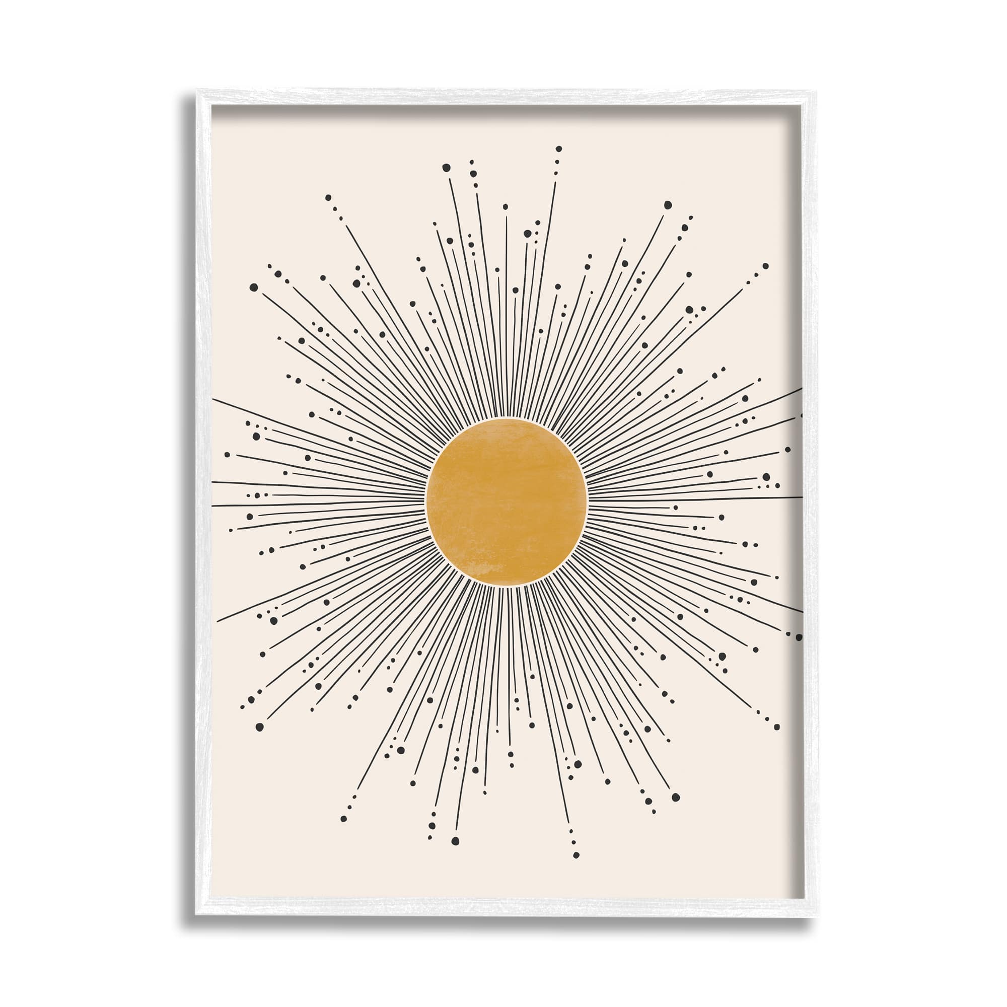 Stupell Industries Art Deco Summer Sun Geometric Line Bursts Framed Wall Art