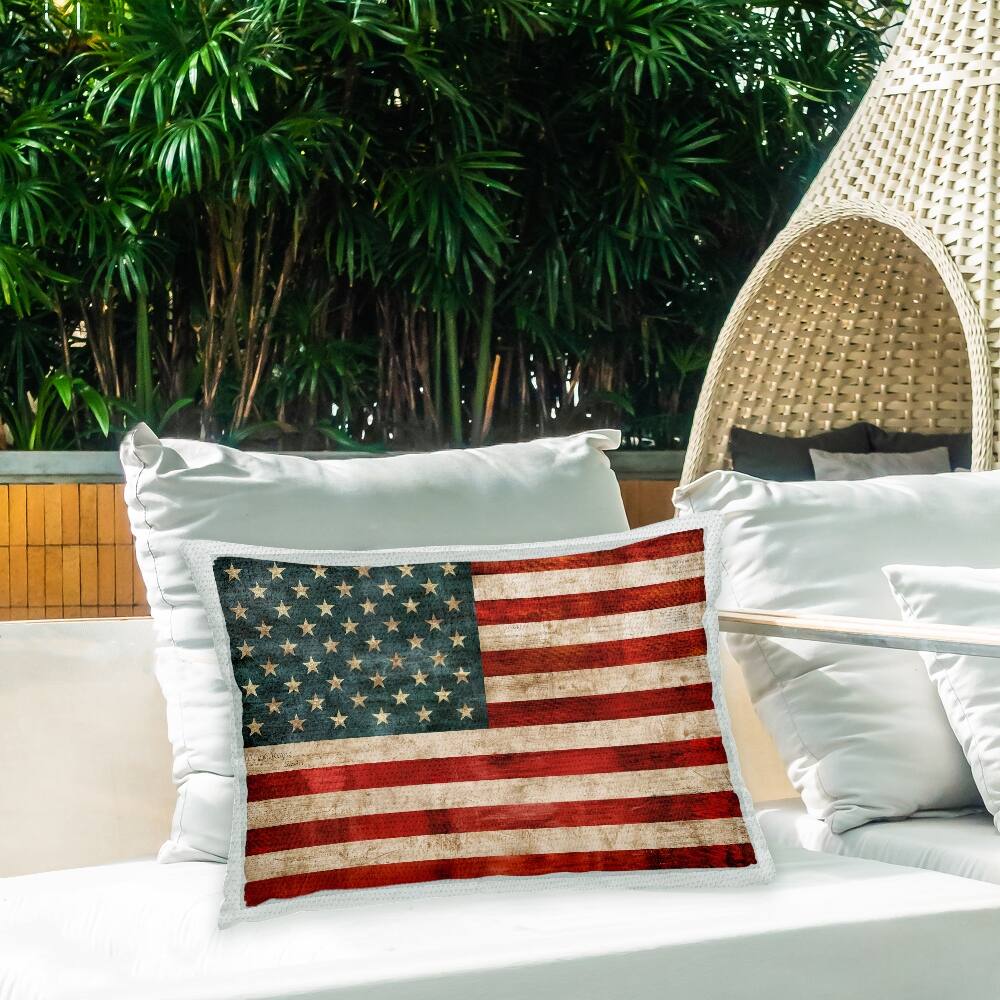 Stupell Industries Rustic American Flag, Rustic American Flag Outdoor Printed Pillow