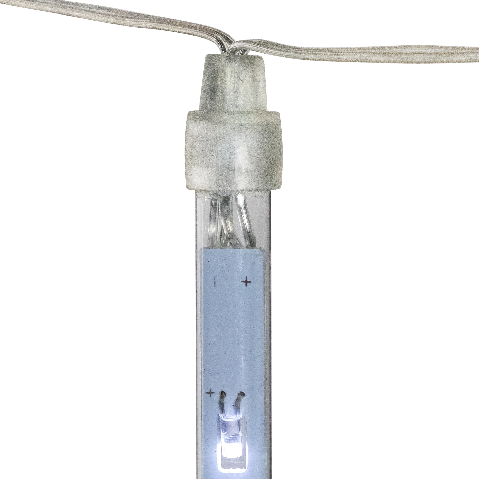 Set of 10 White LED Snowfall Icicle Christmas Tube Lights - 20.5 ft Clear Wire