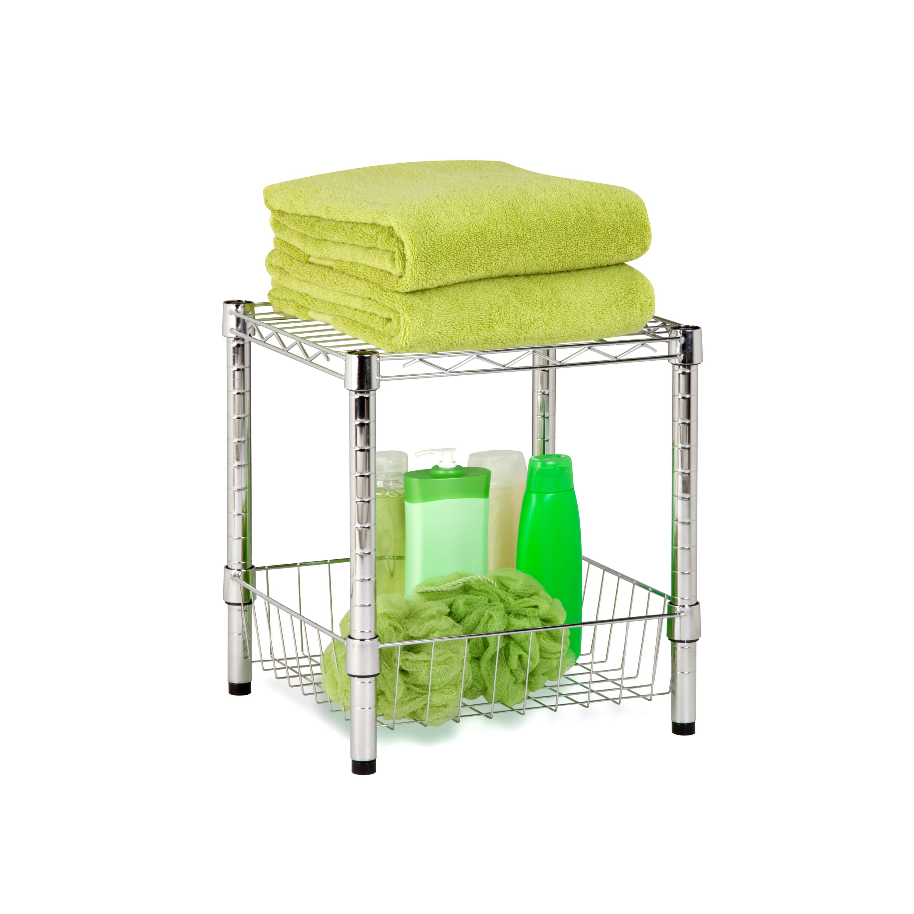 Honey Can Do Chrome Wire Table with Basket