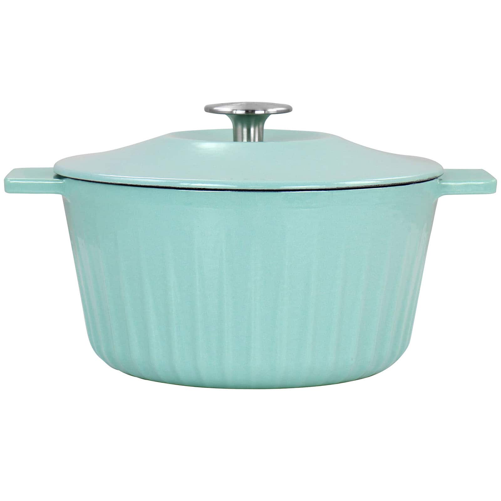 Martha Stewart 3qt. Turquoise Enameled Embossed Stripe Cast Iron Dutch Oven with Lid