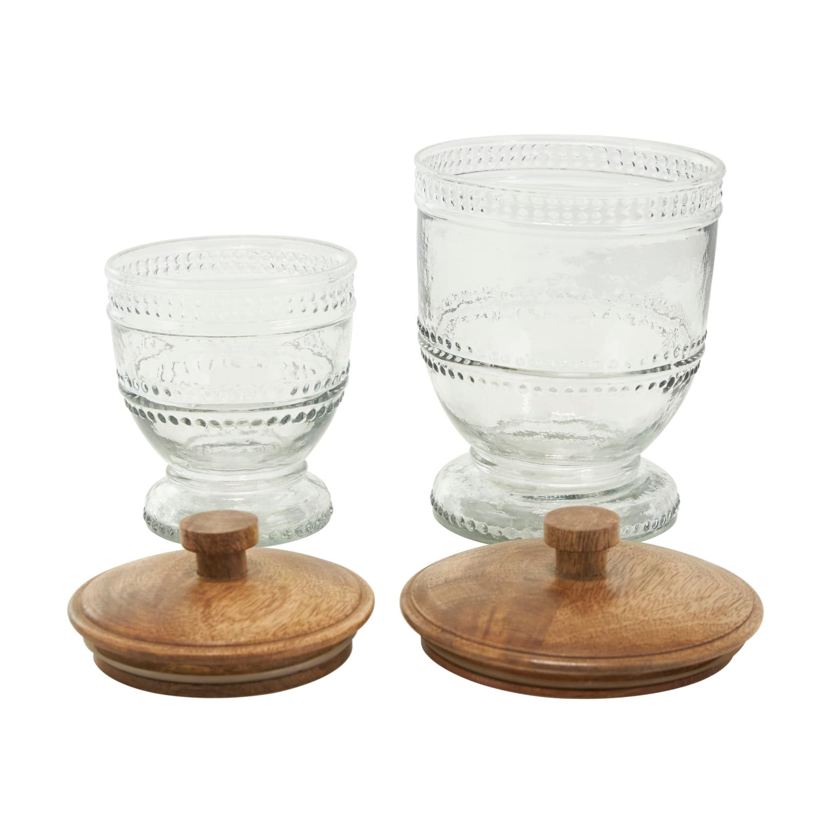 Clear Glass Beaded Decorative Jars Set