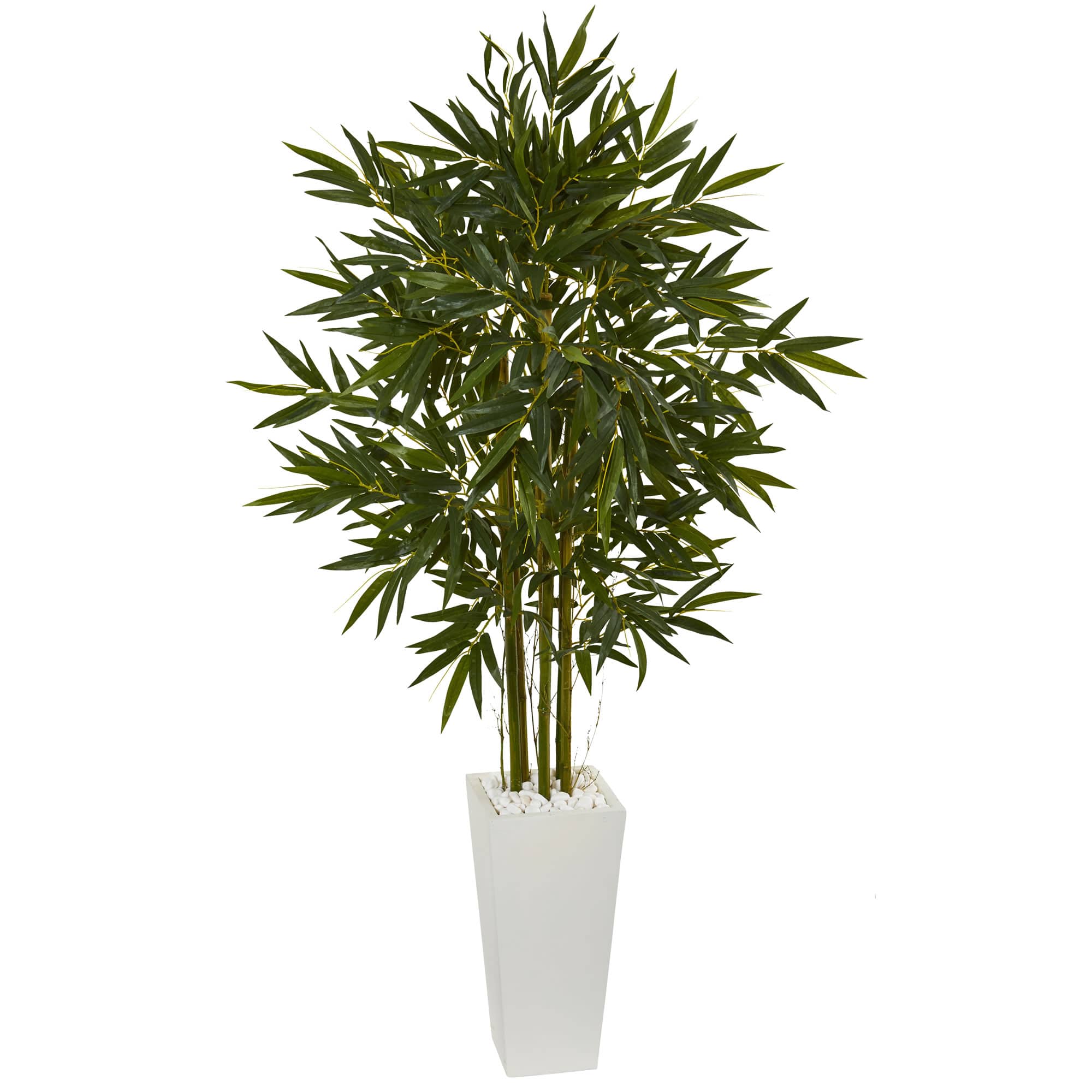 6ft. Potted Bamboo Artificial Tree in White Tower Planter