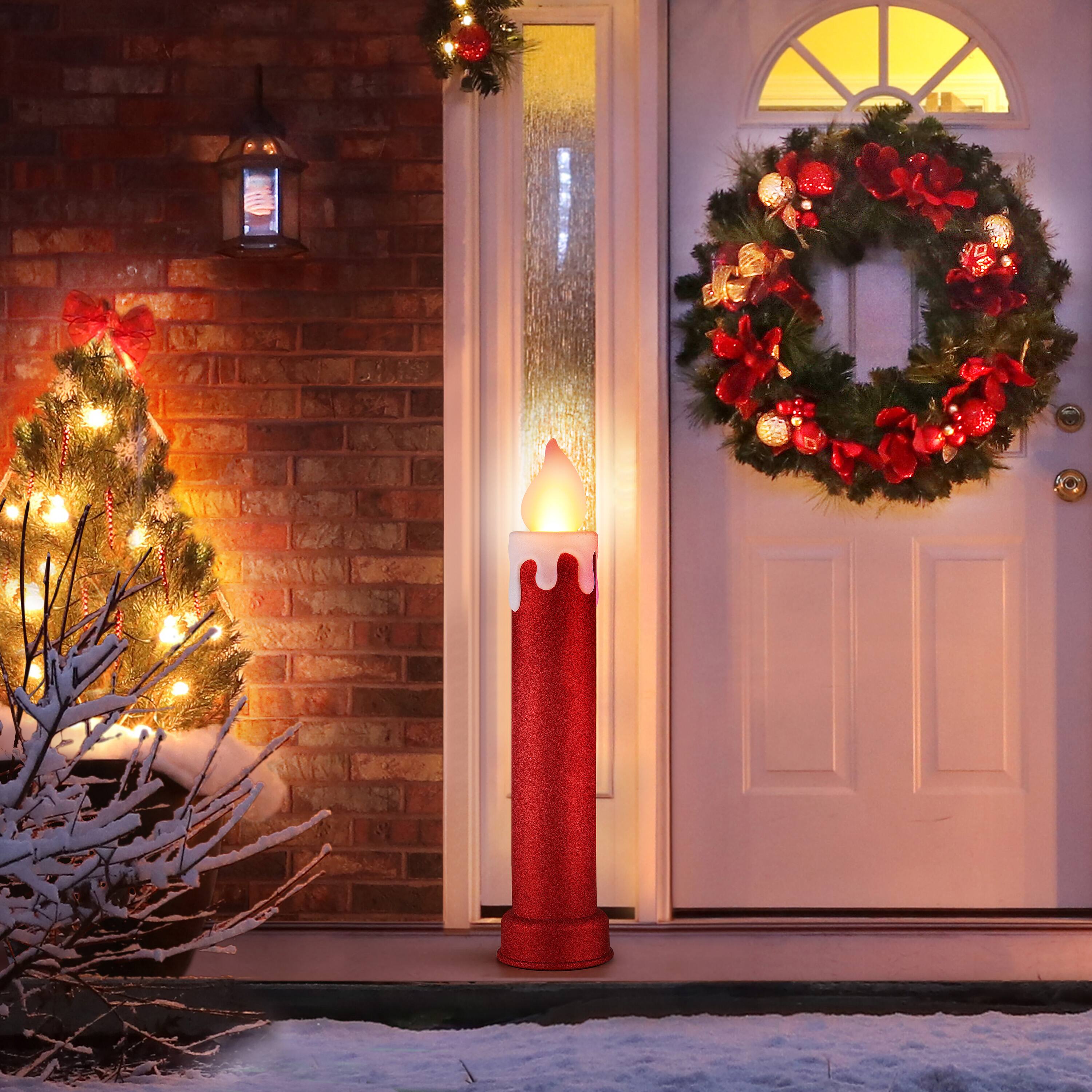 Mr. Christmas 36&#x22; Red Glittery Blow Mold Candle