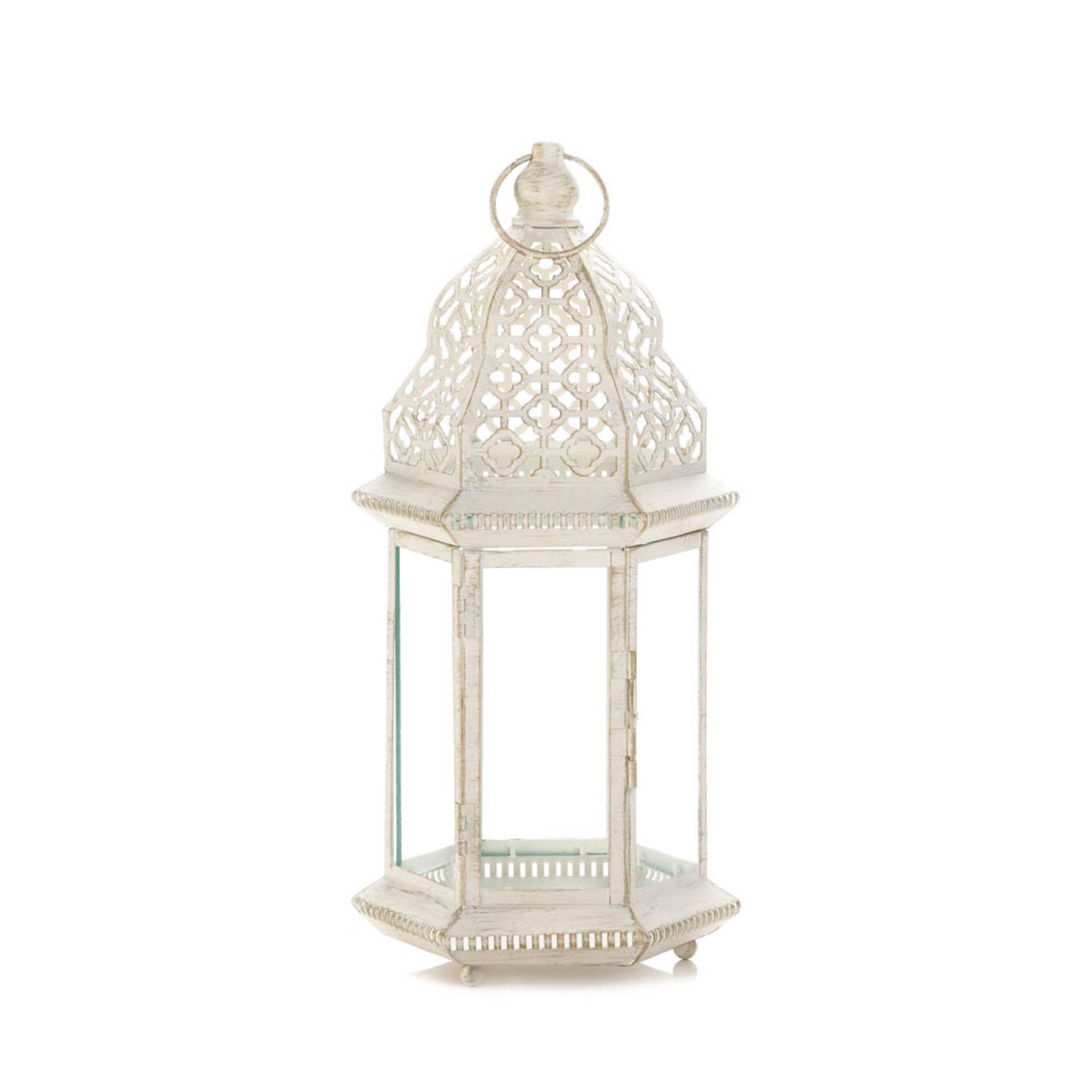 16&#x27;&#x27; Sublime Distressed White Lantern