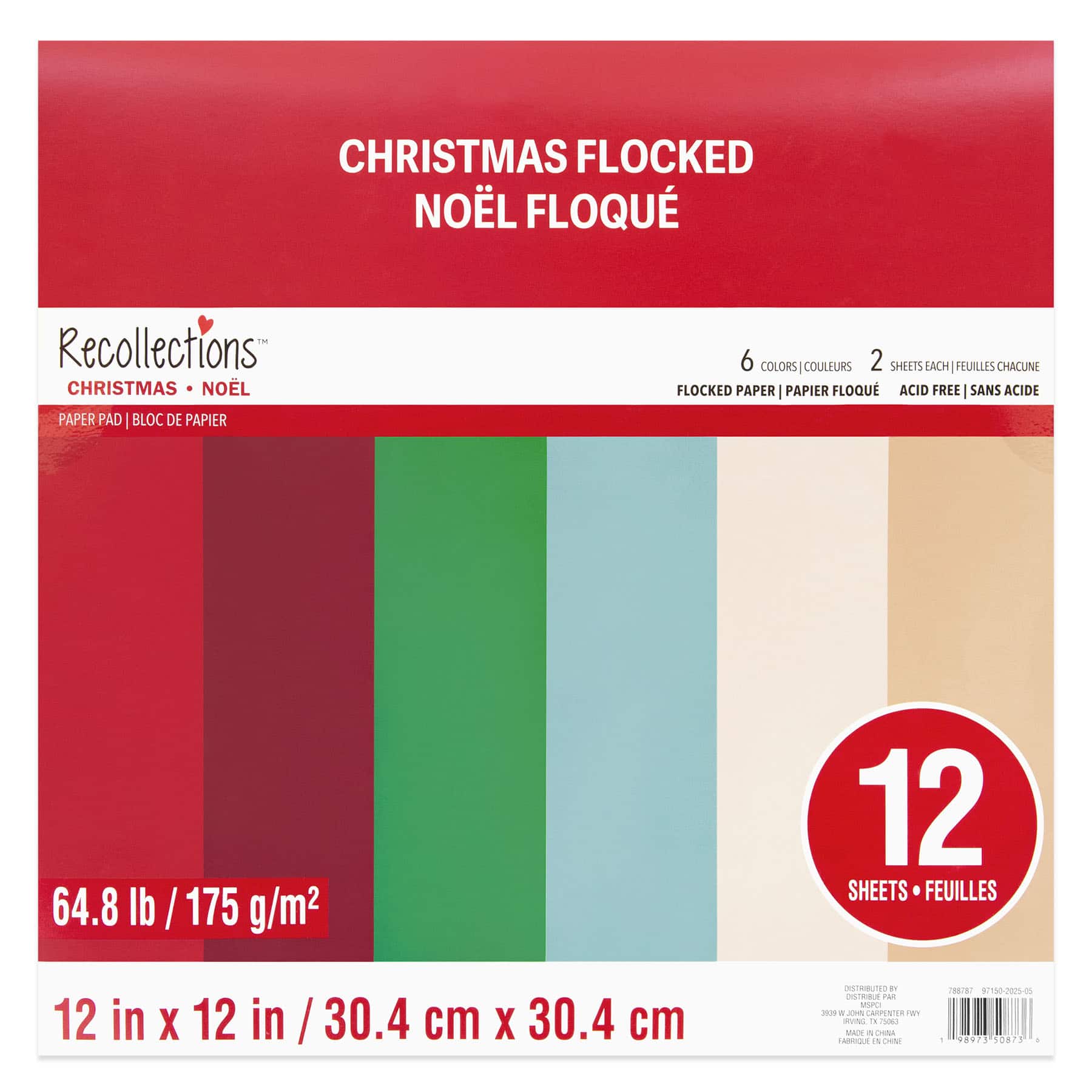 12&#x22; x 12&#x22; Christmas Flocked Paper Pad by Recollections&#x2122;