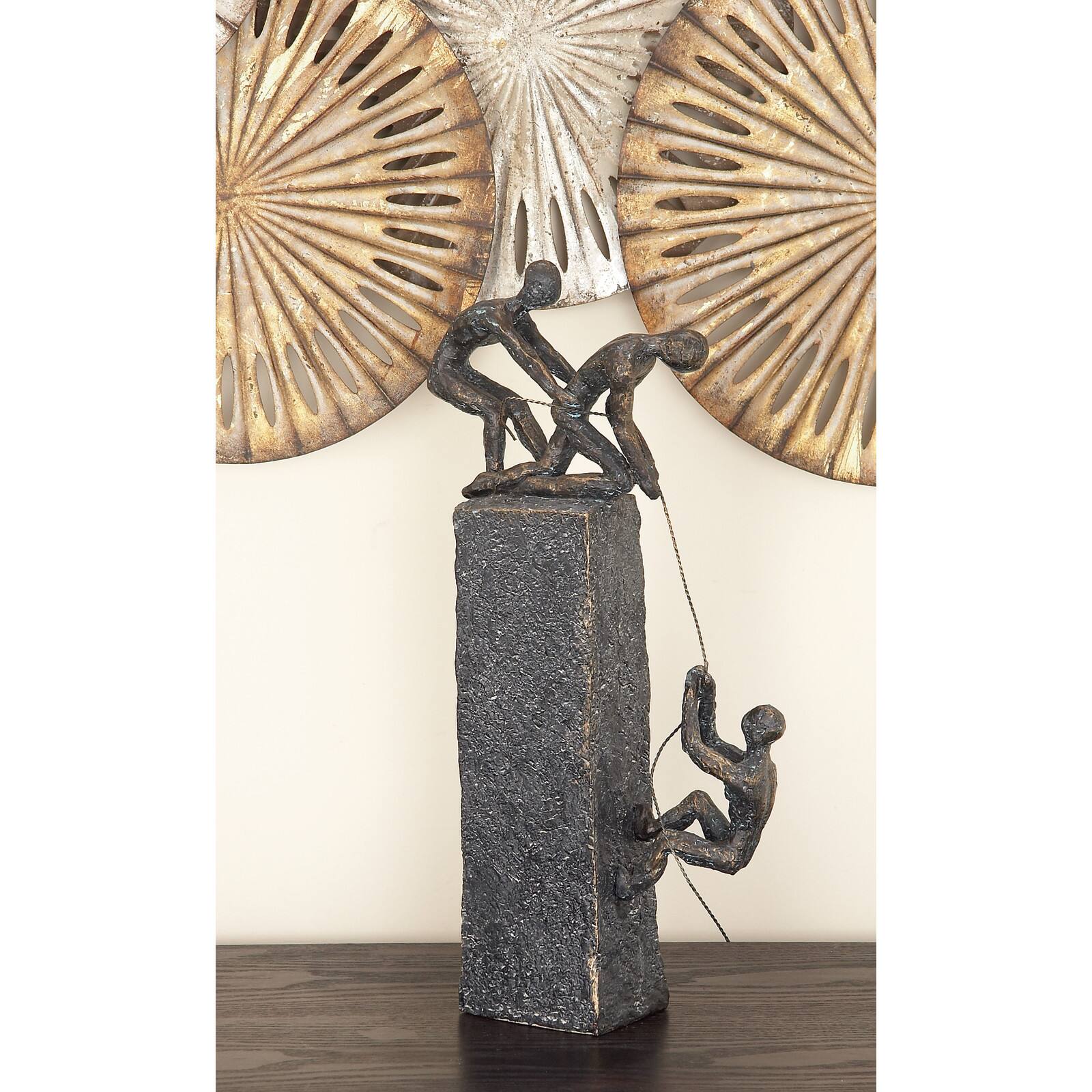 Grey Polystone Sculpture, Rock Climber 17&#x22; x 7&#x22; x 3&#x22;