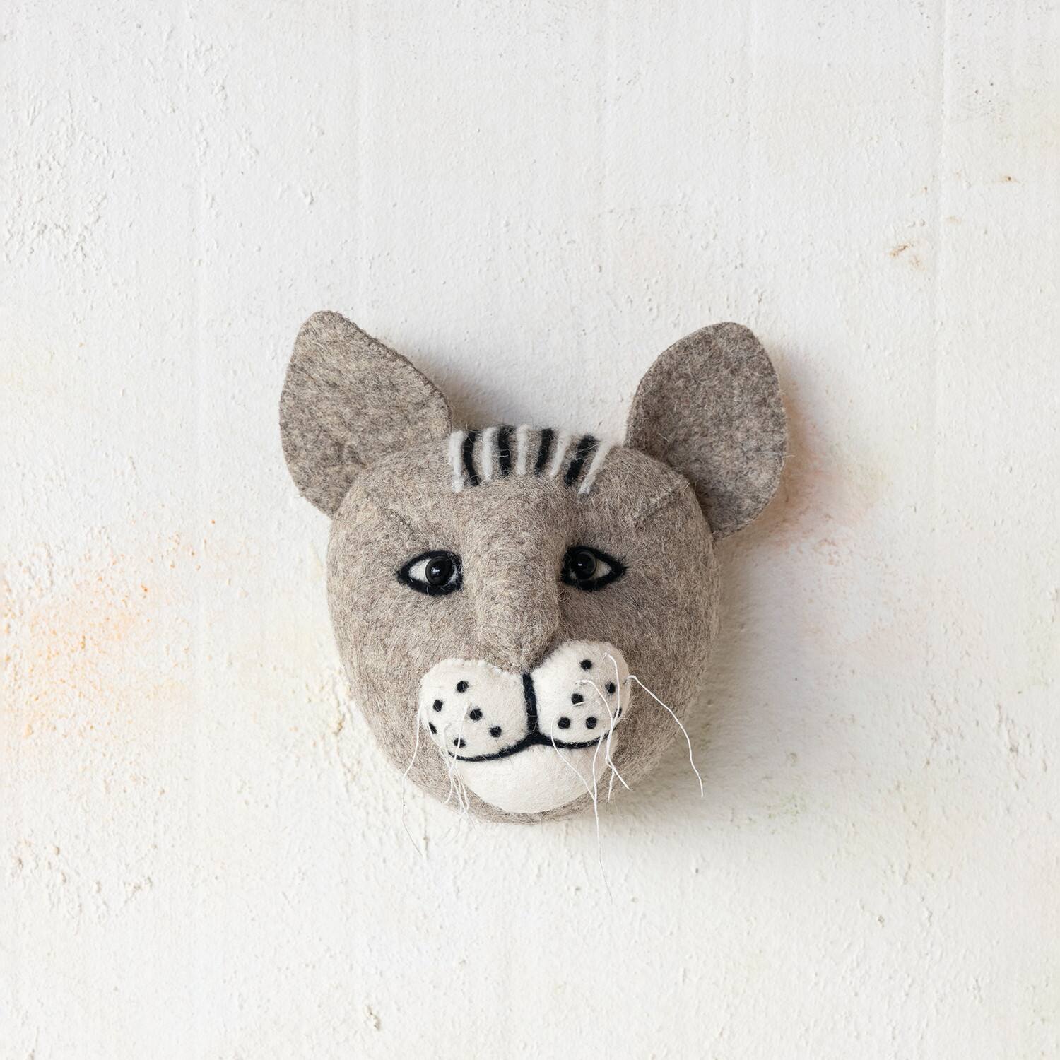 Hello Honey® Gray 8.5" Handmade Wool Felt Cat Head Wall Hanging
