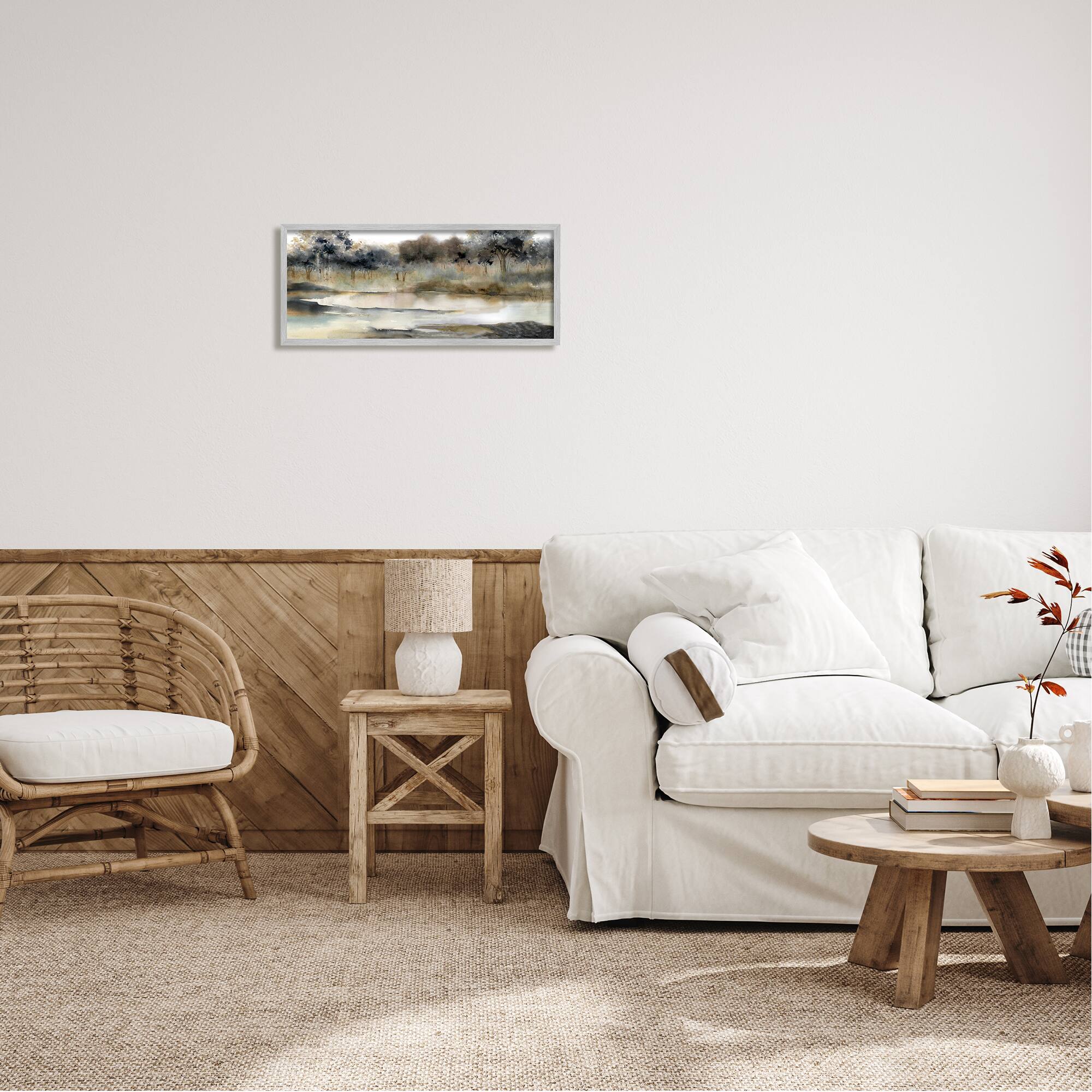 Stupell Industries Trees By Lakeside Landscape Framed Giclee Art