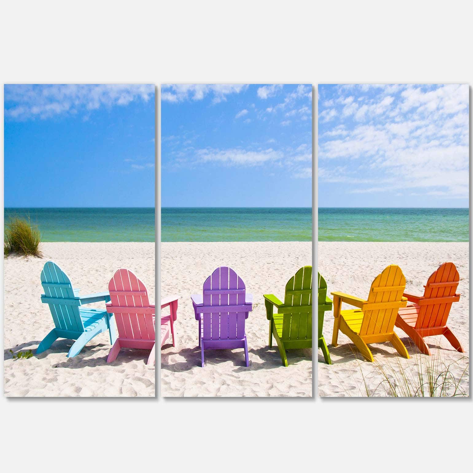 Designart - Adirondack Beach Chairs - Seashore Photo Canvas Art Print