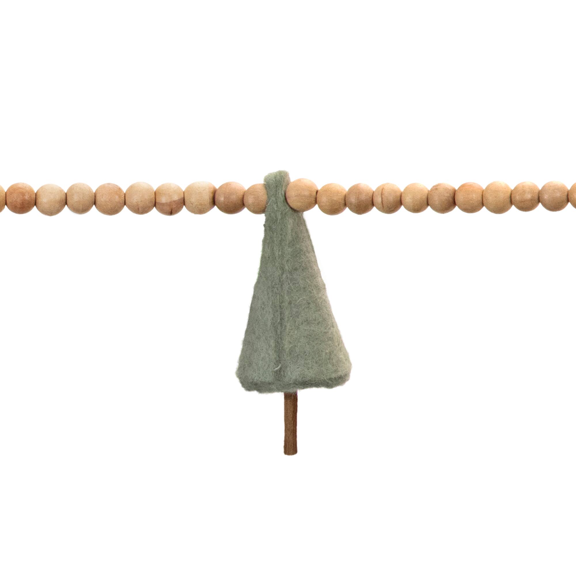 5.5ft. Wood Bead & Felt Pine Tree Garlands, 2ct.