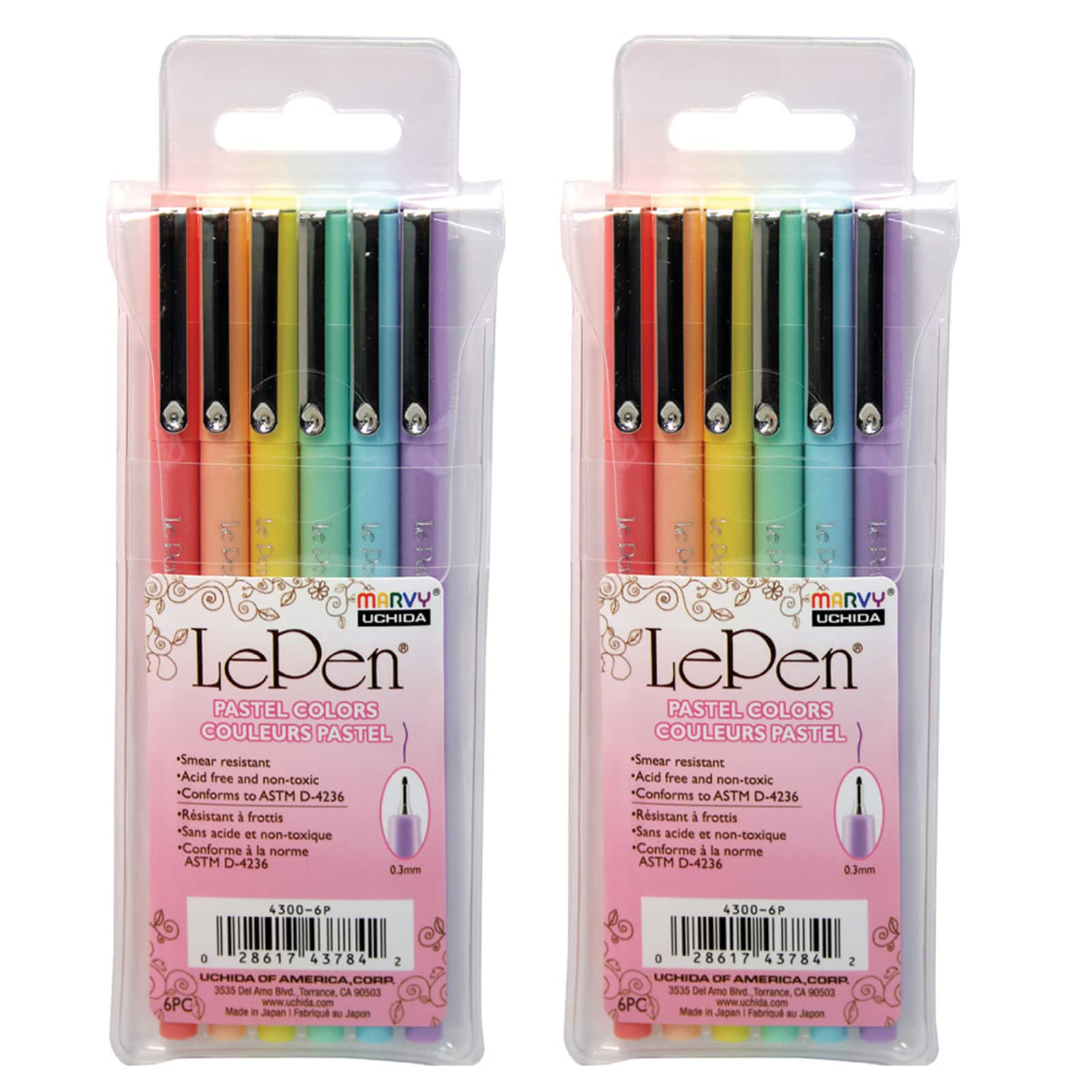 LePen® Pastel Micro-Fine Point Pen, 2 Packs of 6