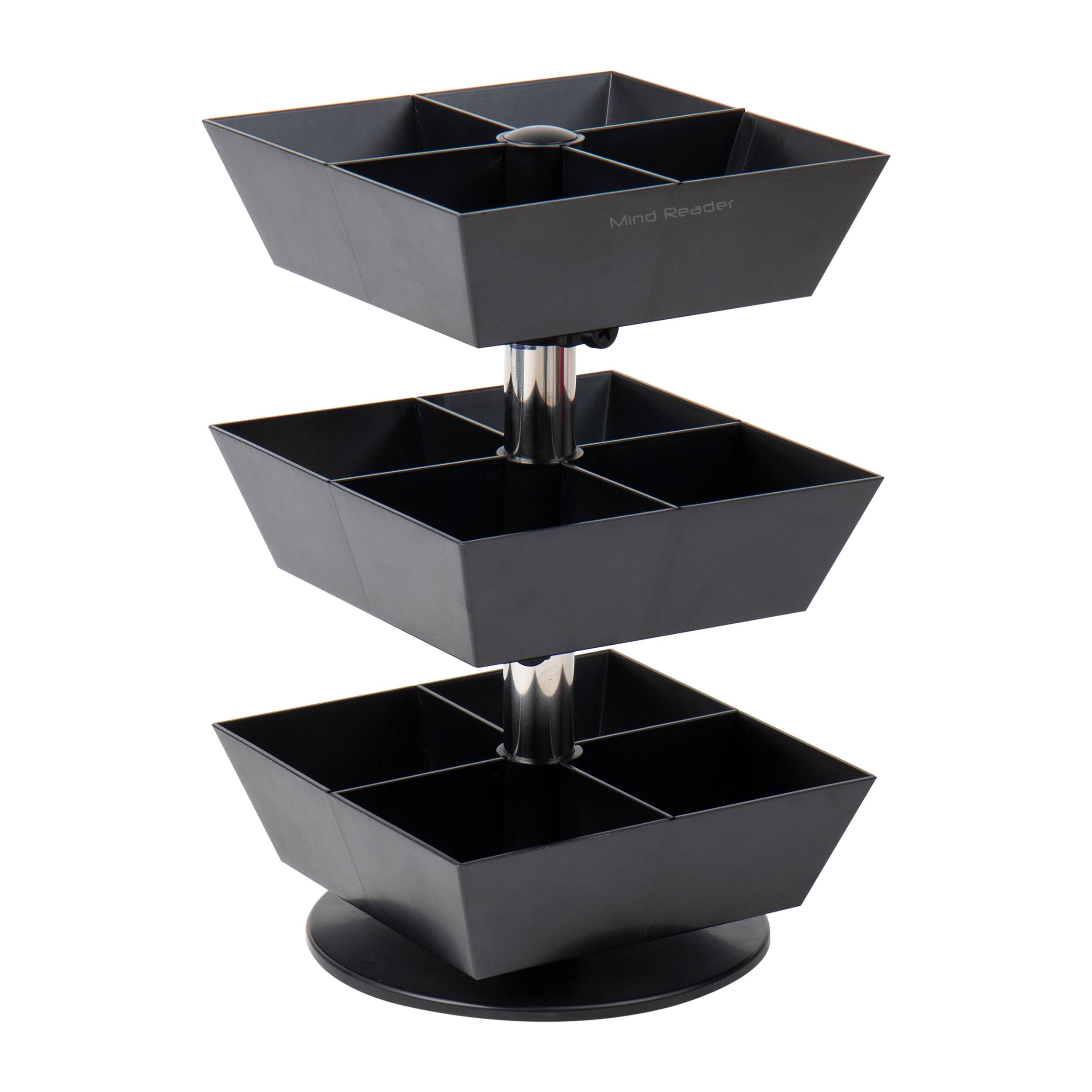 Mind Reader Anchor Collection 3-Tier 12-Compartment Black Tea and Condiment Carousel