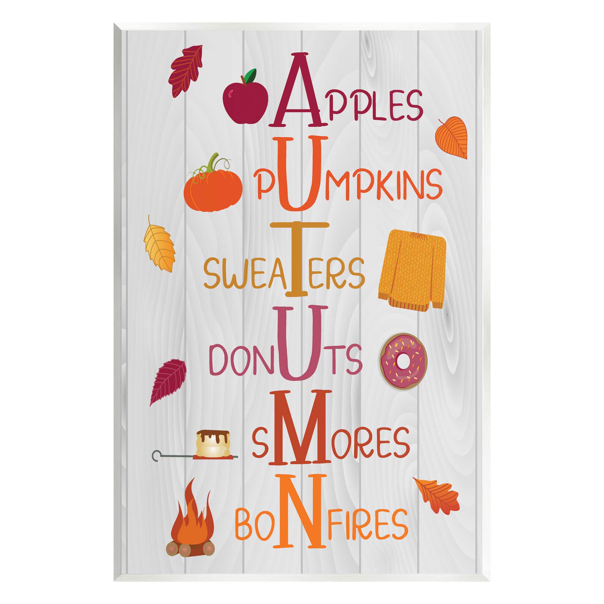 Stupell Industries Autumn Letters Seasonal Words Wall Plaque Art