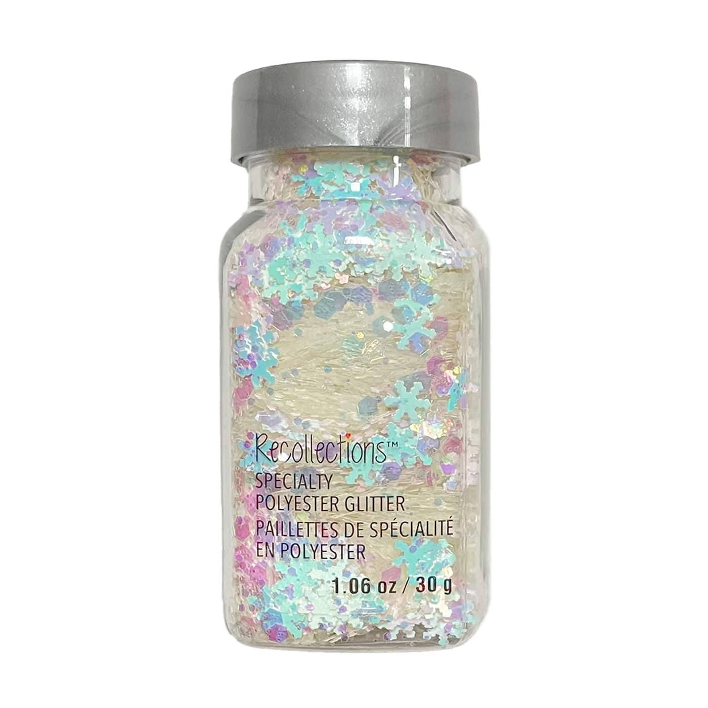 12 Pack: Specialty Polyester Glitter White Iridescent Snowflakes by Recollections&#x2122;